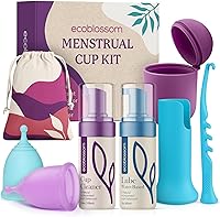 Vista 9 de EcoBlossom - Juego de 2 copas menstruales reutilizables y estuche - Las copas menstruales de silicona de grado médico más confiables - Uso cómodo