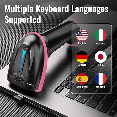 Miniatura 9 de Tera - Escáner de código de barras inalámbrico láser 1D 2 en 1 (2.4 GHz inalámbrico + USB 2.0 con cable) con indicador de nivel de batería, portátil
