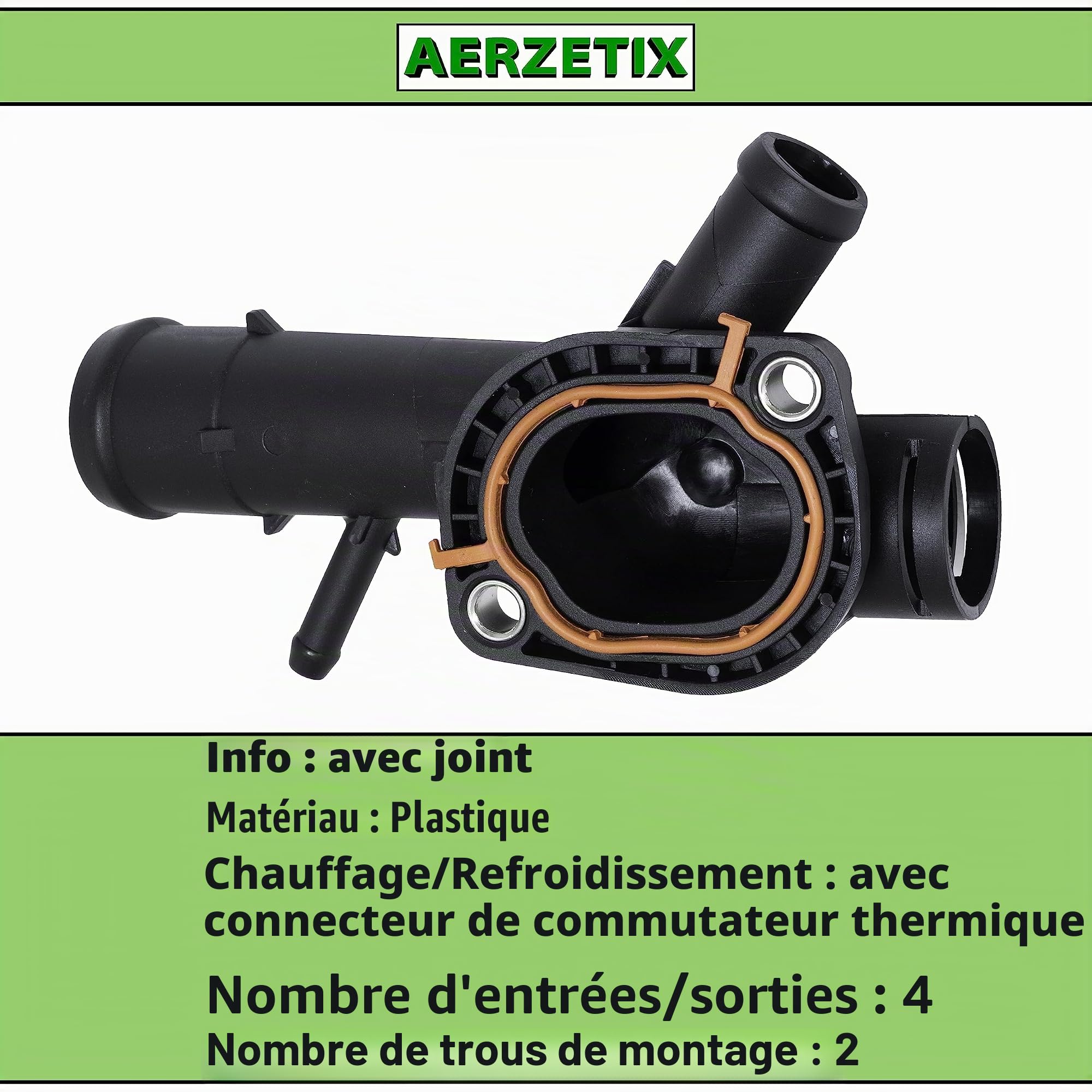 AERZETIX - C67186 - Bride de liquide de refroidissement avec joint d'étanchéite et raccord d'interrupteur thermique - compatible avec numéros OE 03L 121 131B, 03L 121 131F