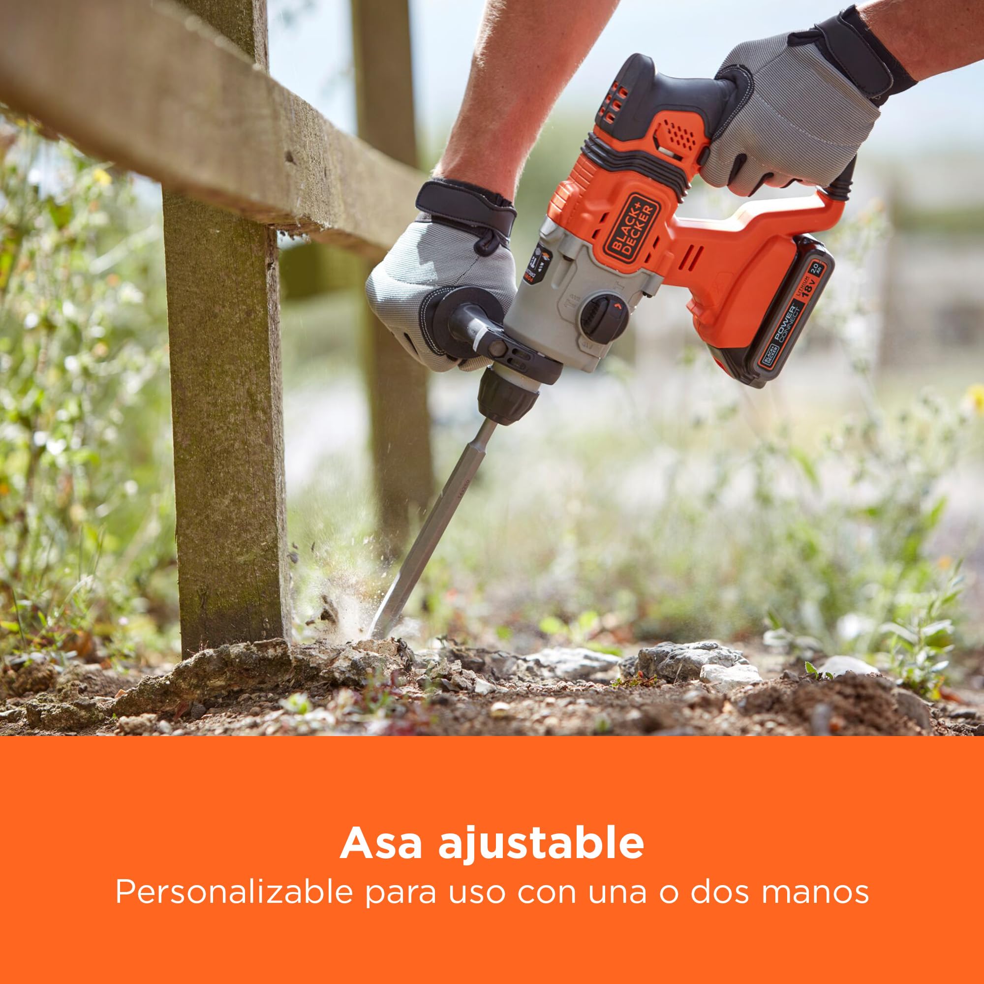 BLACK+DECKER Taladro percutor SDS-Plus a batería de 18V, energía de impacto de 1,2J, 3 modos, incluye broca para hormigón de 6mm y caja del kit, BCD900B-XJ