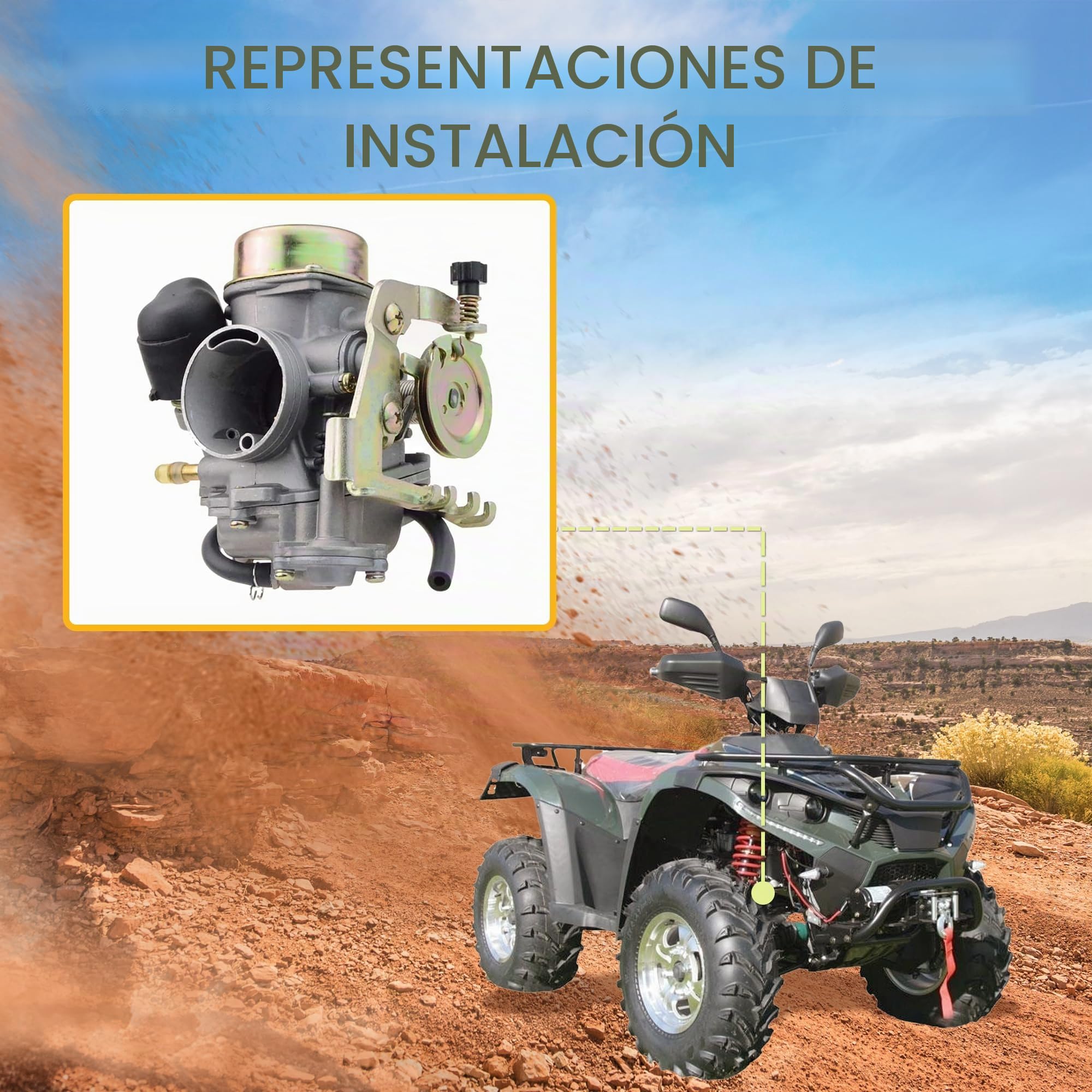 GOOFIT Carburador Moto 30mm PD30J con Electrónico de Acelerador reemplazo para Linhai 260 Motor Ciclomotor y Scooter Pit Bike ATV Quad Plata