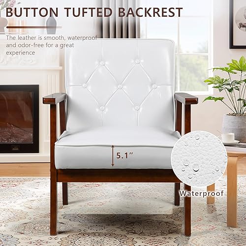 Miniatura 4 de OFIKA Juego de 2 sillas decorativas, tapizadas y gruesas, sillón de lectura retro con cojín suave, sillón de salón para sala de estar, dormitorio,