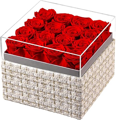 Eterfield Rosas preservadas que duran un año, 16 piezas de rosas eternas en una caja, regalo para esposa, madre, día de la madre, día de San
