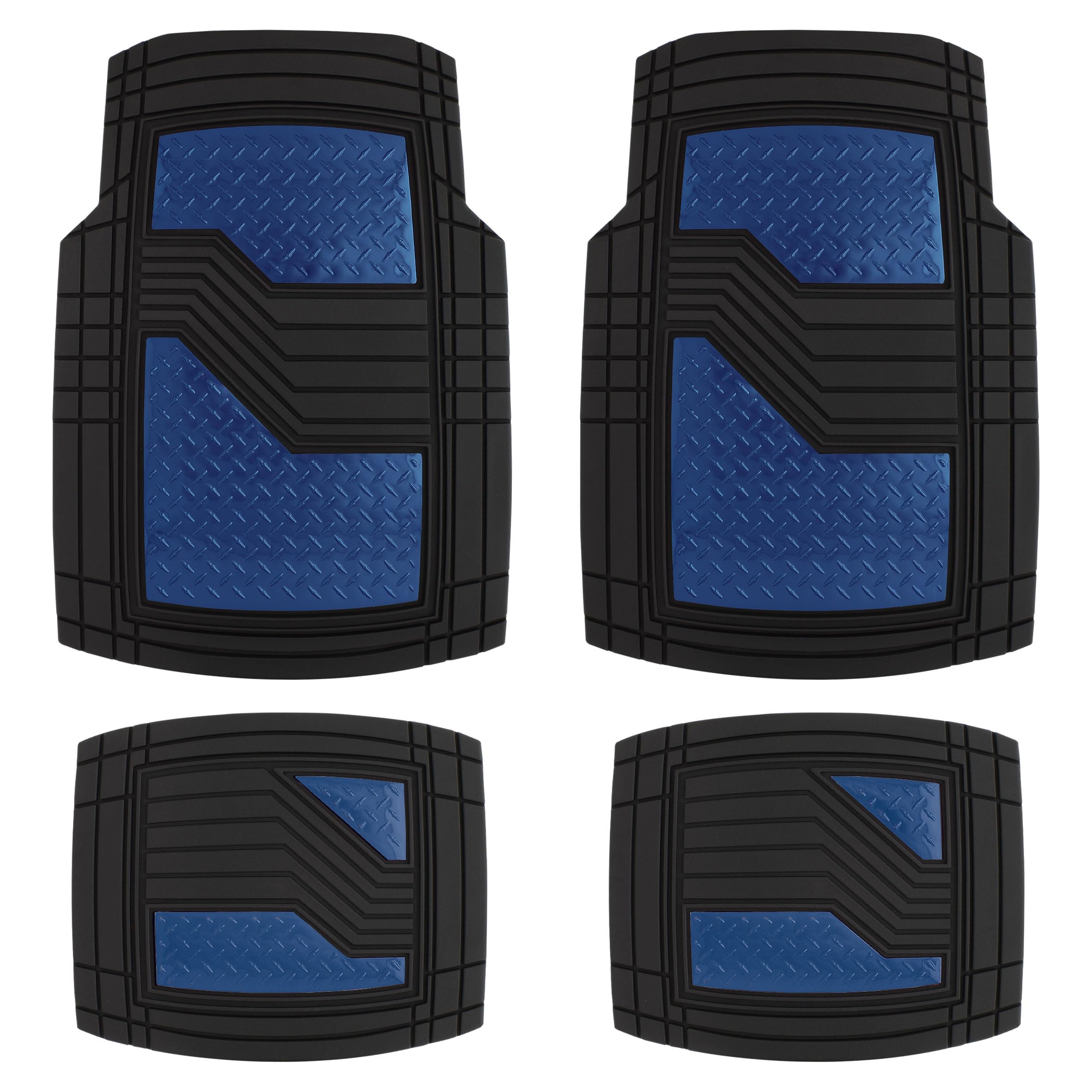 S SUMEX Alfombrillas de Goma Universales para Coche Alfombras Antideslizante Alfombrillas Automóvil Recortables Delanteras 70 x 50 cm Traseras 40 x 47,50 cm Color Azul Metalizado