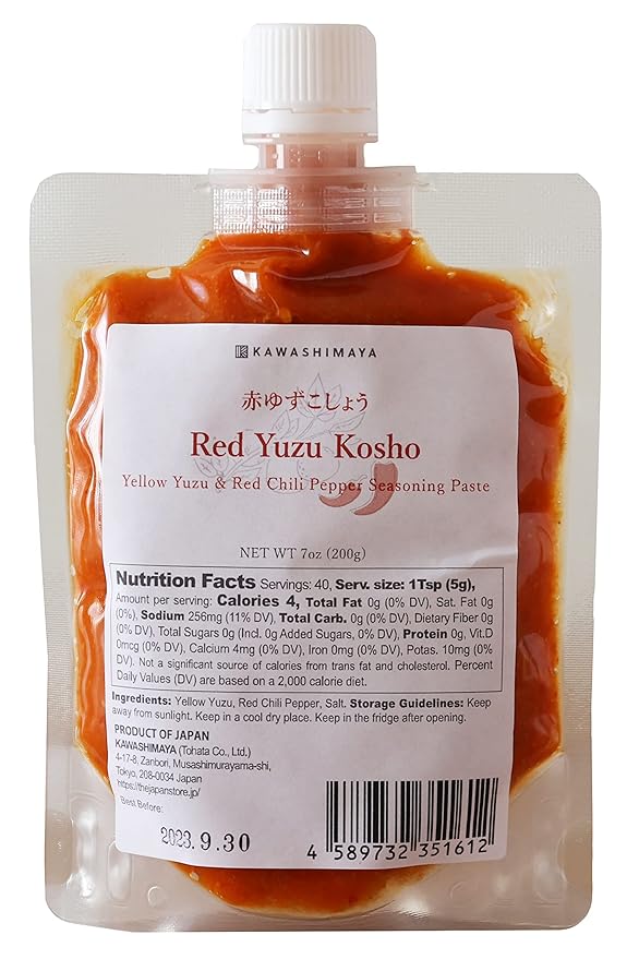 Kawashimaya Red Yuzu Kosho Paste, Japanese Spicy Sauce, Less Salty, Additive Free