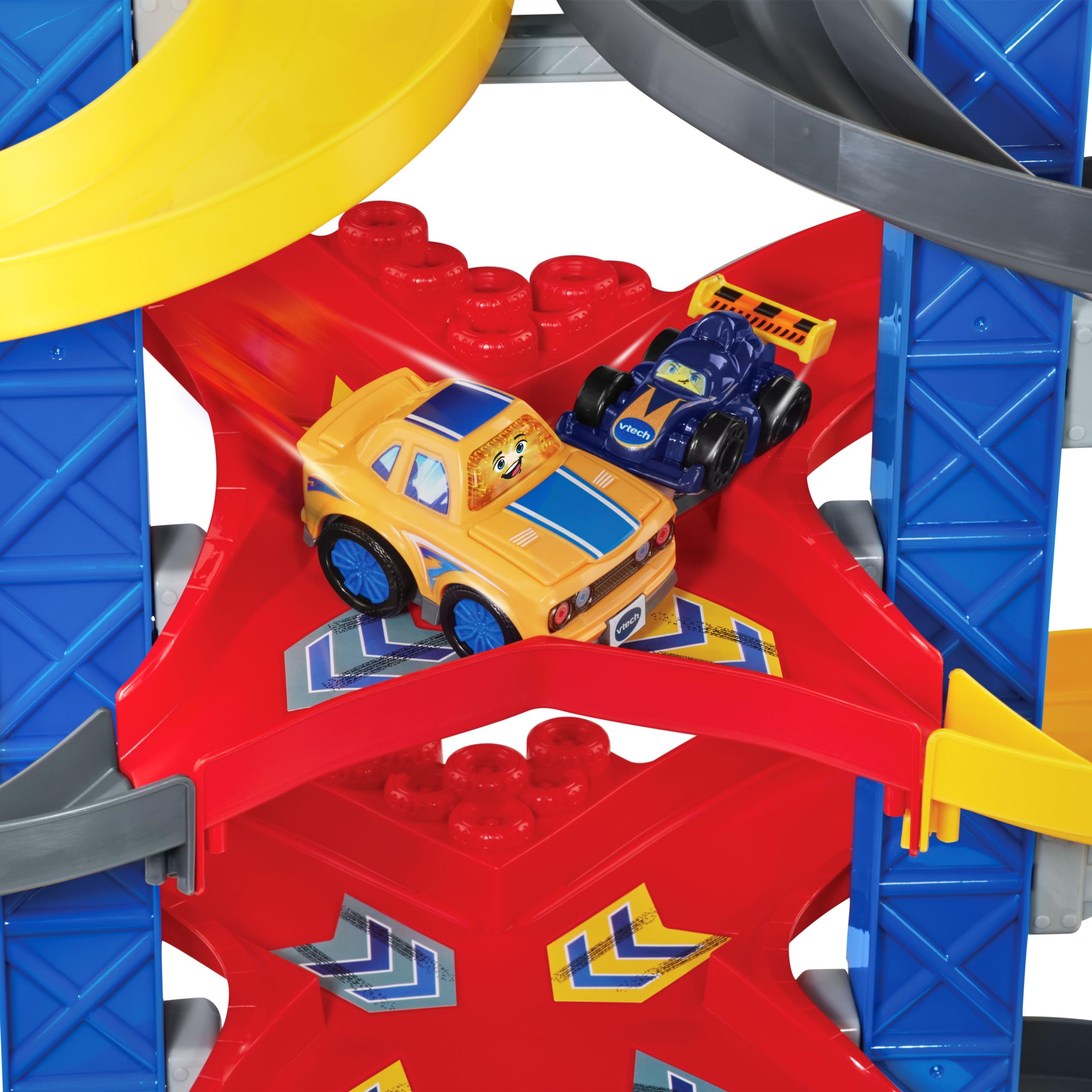 VTech - Tut Tut Bolides Série Pro, Super Tour Duo Challenge avec Voiture de Course Lenny As du Circuit, Circuit Voitures Enfant, 3 Zones Magiques, Cadeau Enfant de 2 Ans à 6 Ans - Contenu en Français