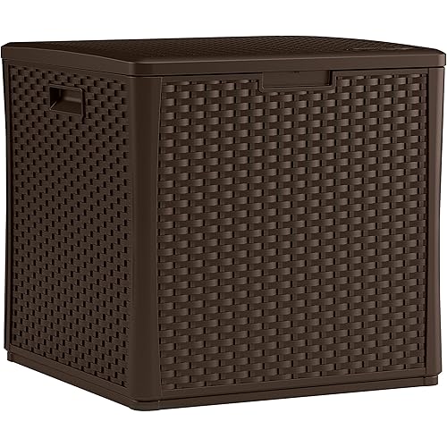 Suncast 60 Gallon Resin Outdoor Patio Storage Box, Java