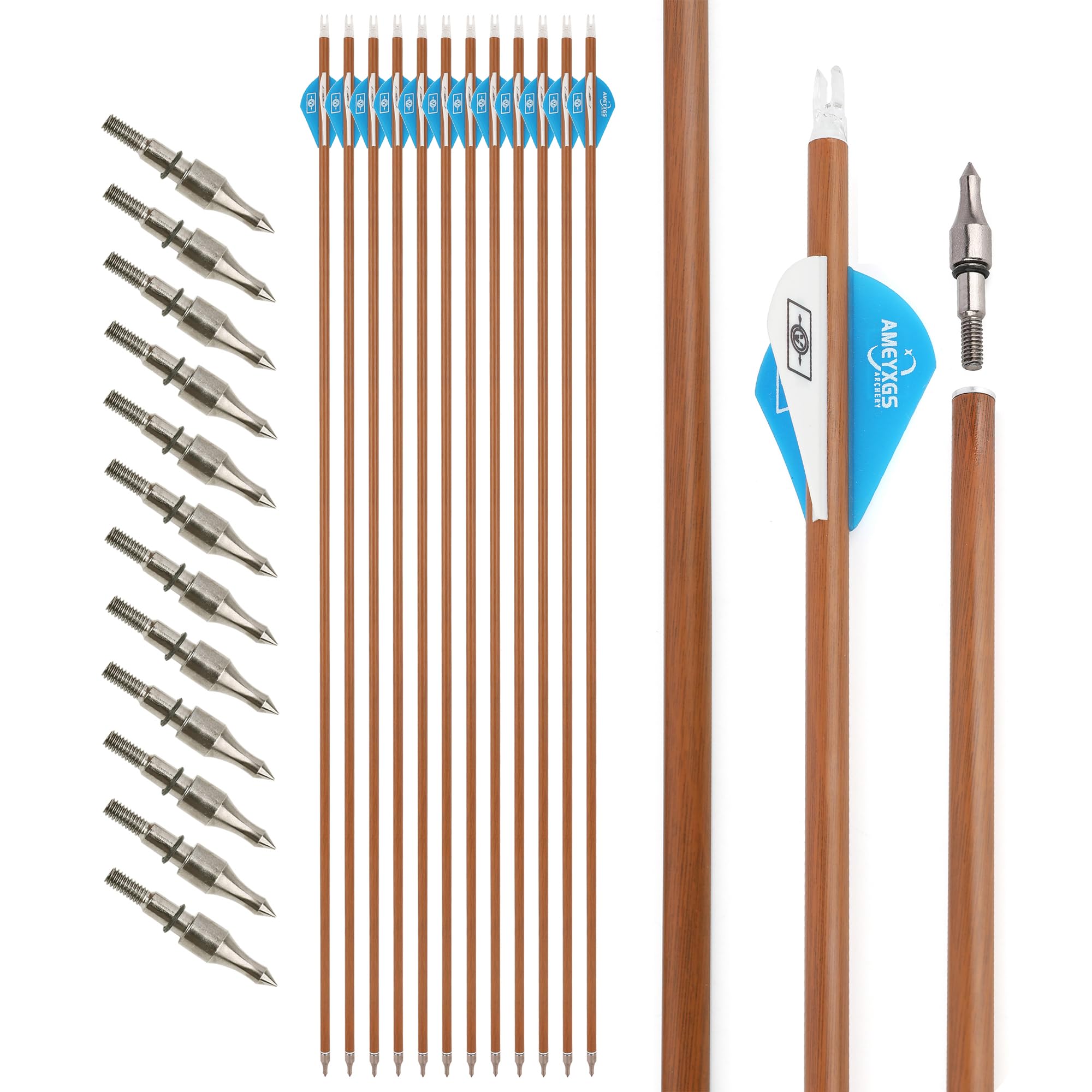 12er-Pack 30 Zoll Carbonpfeile – SP500 Spine, Für Compound- Und Recurvebogen, Schwarz/rot, Jagd