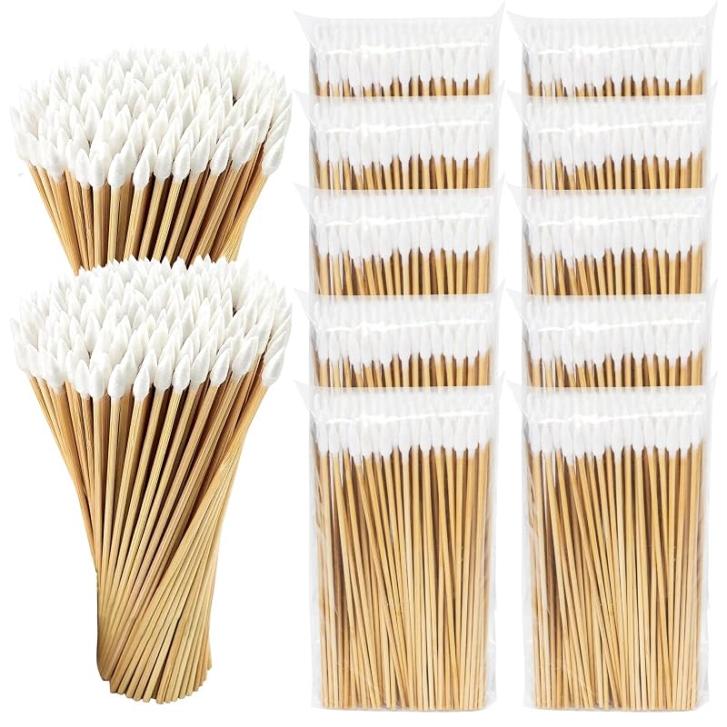 Guntechkit Hastes de Algodão Longas com Ponta, Haste de Bambu, 15,24 cm, Pacote com 1000 unidades