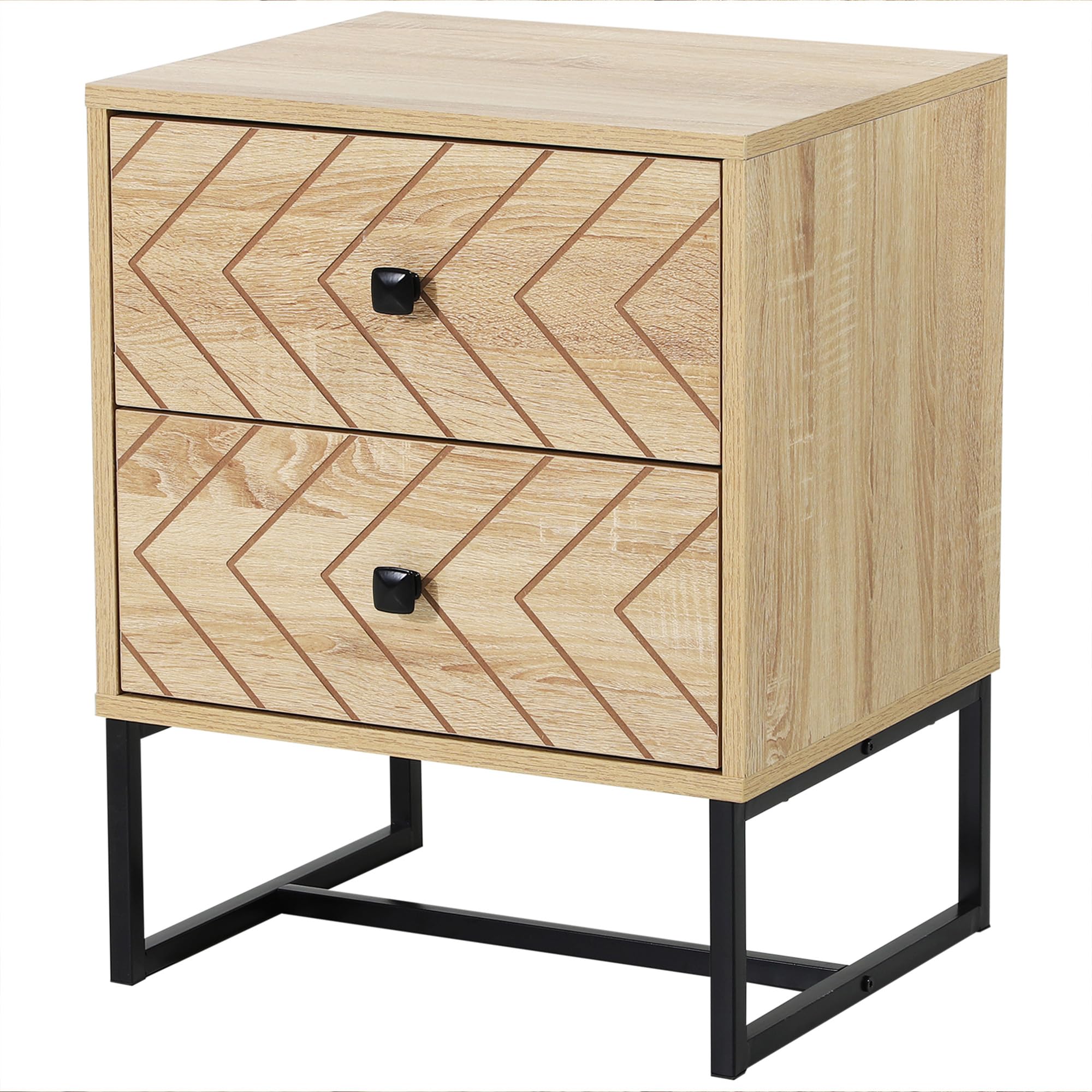 HOMCOM Mesita de Noche con 2 Cajones Cajonera de Madera para Dormitorio Armario Almacenamiento 48x39,5x60 cm