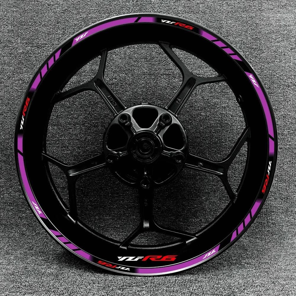 Motorcycle 17 Inch Inner and Outer Wheel Rim Hub Decal Decoration Waterproof Reflective Sticker for Yamaha YZF R6(Color10)