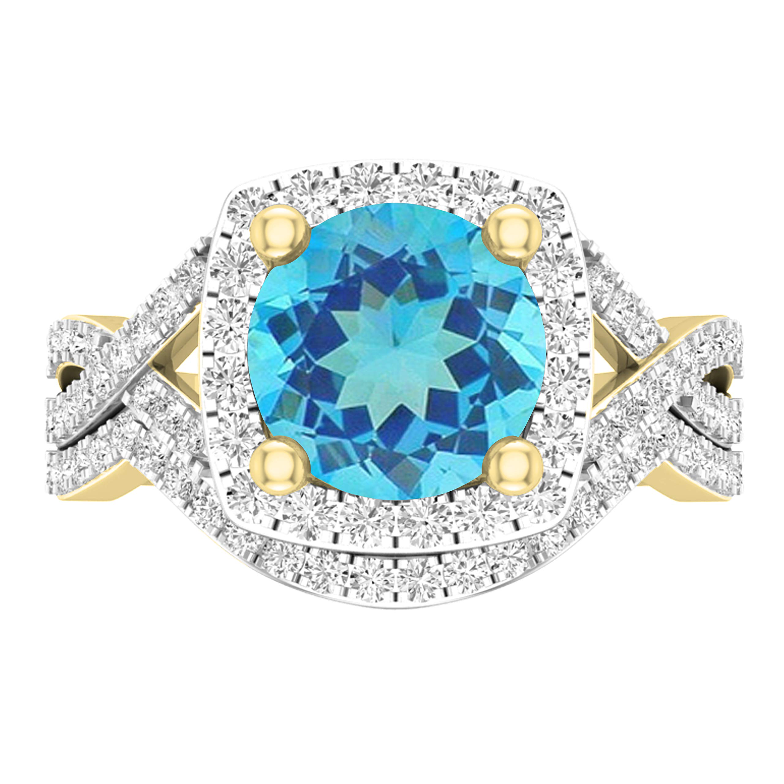 DazzlingRock Collection 10 quilates oro amarillo redonda Blue White topacio azul