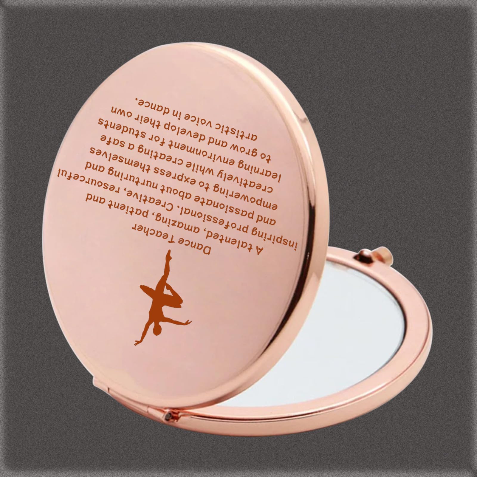 Tanz-Kompaktspiegel Mit 'Dance Your Heart Out' Aufdruck – Faltbar, Doppelseitig (klare & 2x Vergrößerung), 6,5 X 7 Cm