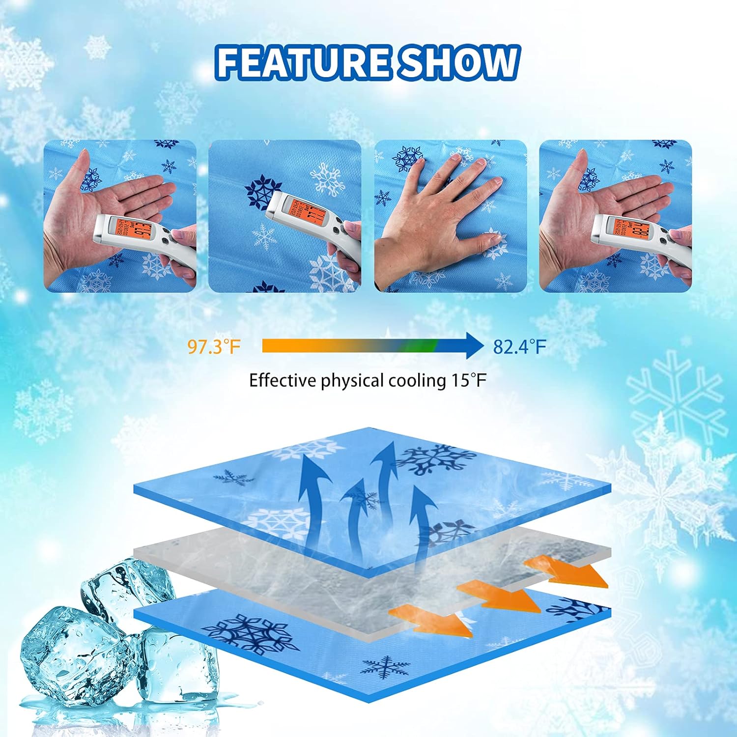 GENERAL ARMOR®Cooling Gel Pillow Pad Insert Mat Natural Cooling