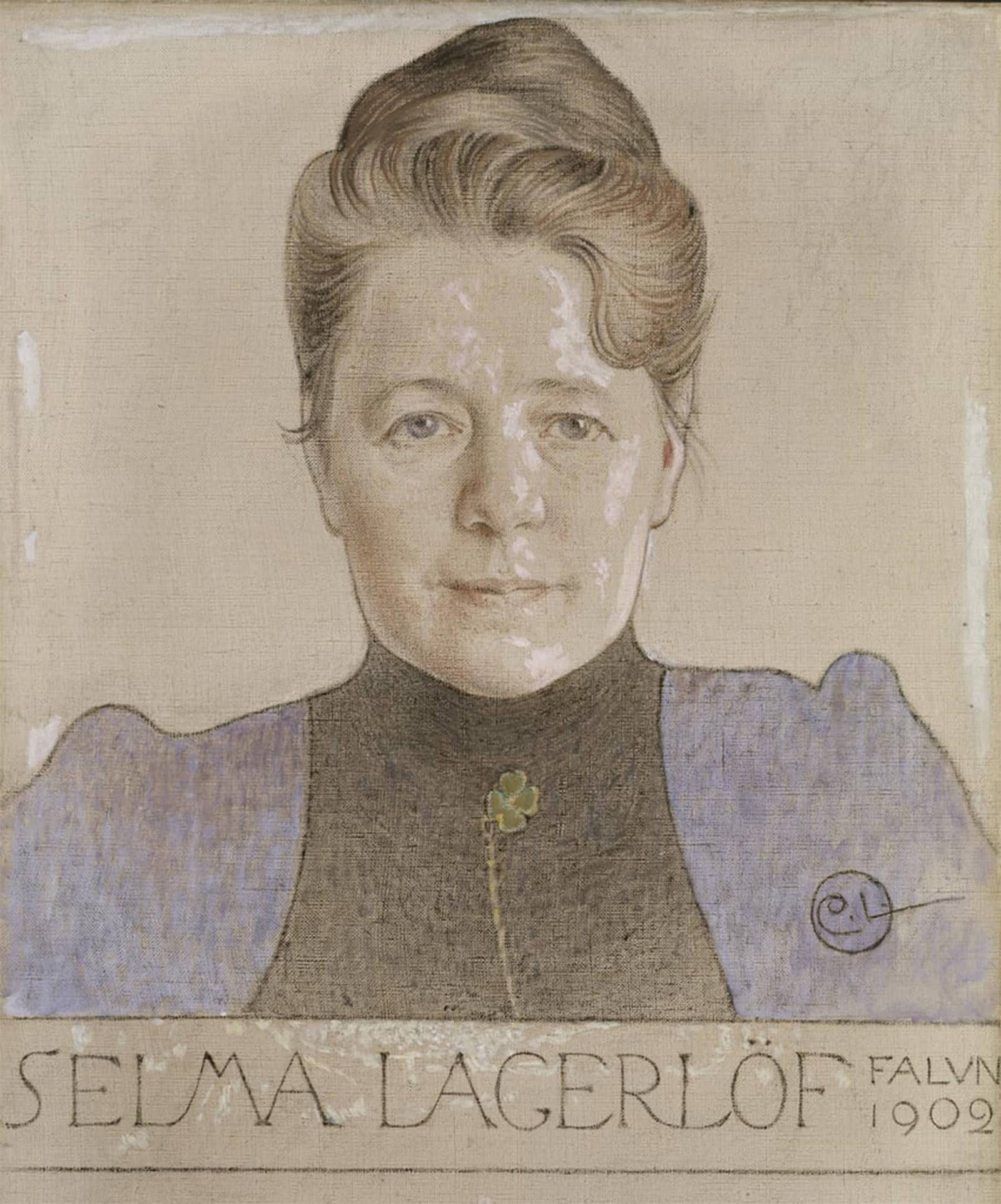ARTXLXXBN Famous Painting Canvas Artwork Graffiti Print Selma lagerlof by Carl Larsson Portrait Canvas Image for Home Decor 60x90cm