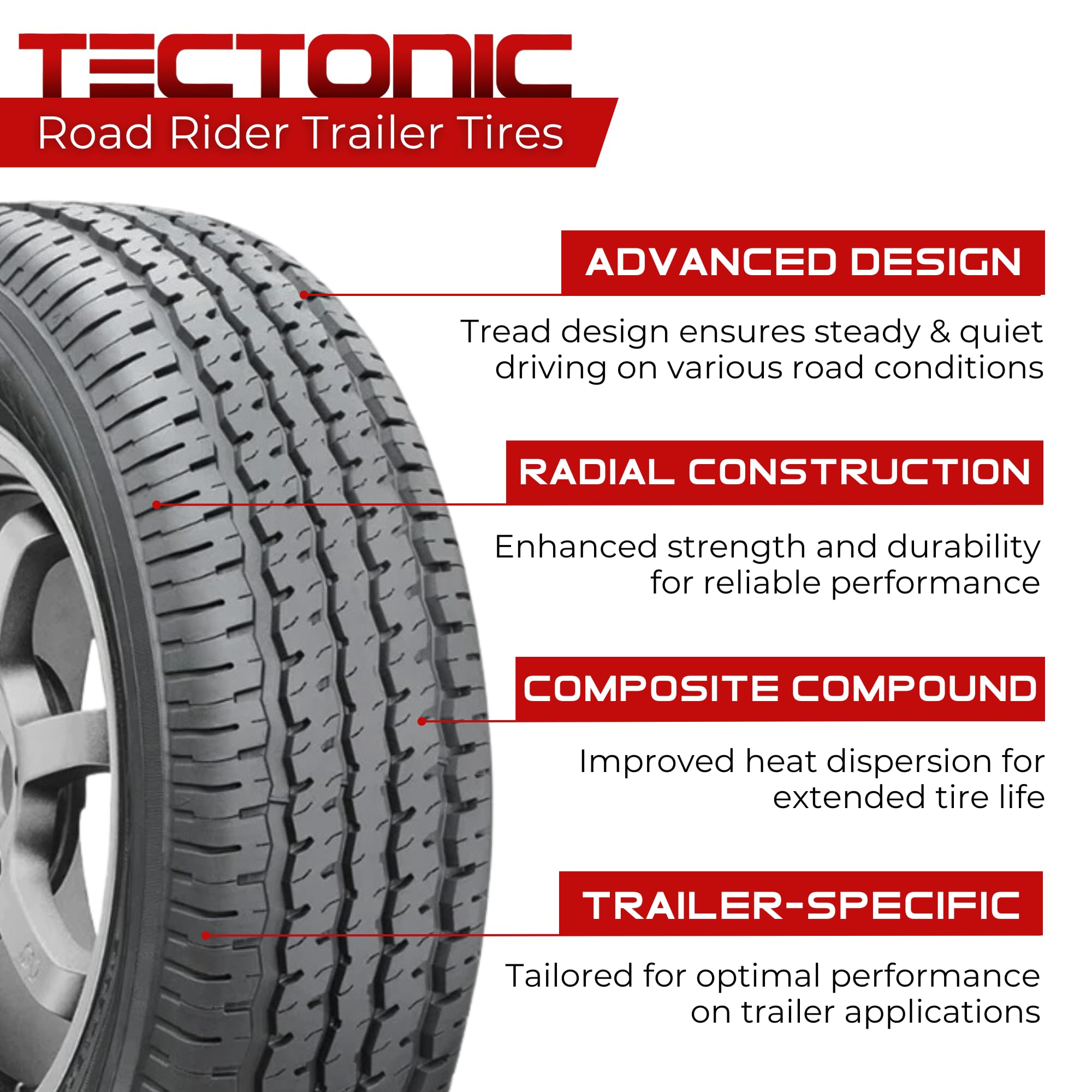 ST205/75R15 Load Range D 8 Ply Tectonic ST Trailer Tire 107L