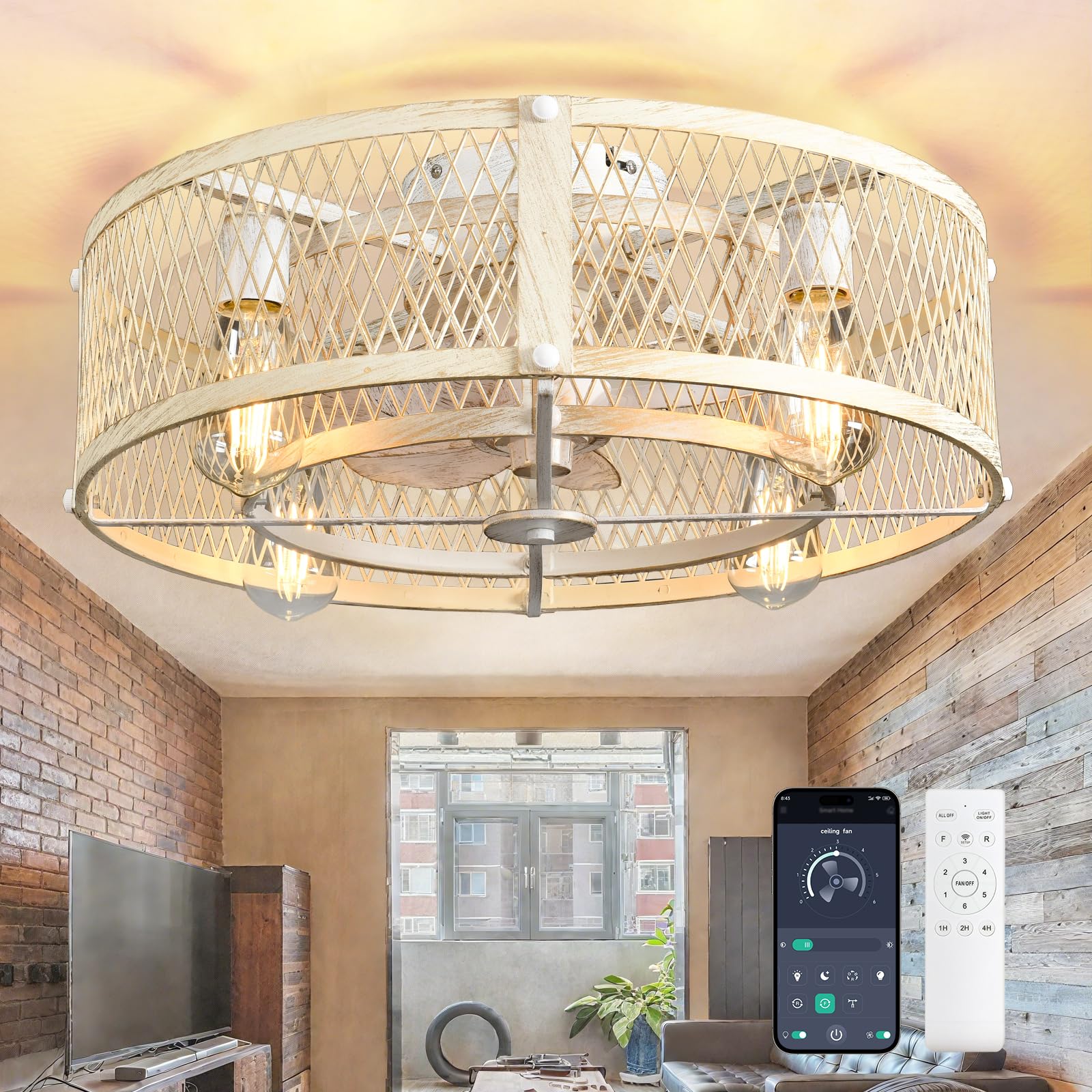 Depuley Modern Ceiling Fan With Light: 19" Flush Mount Low Profile LED Ceiling Fans With Remote - View #7