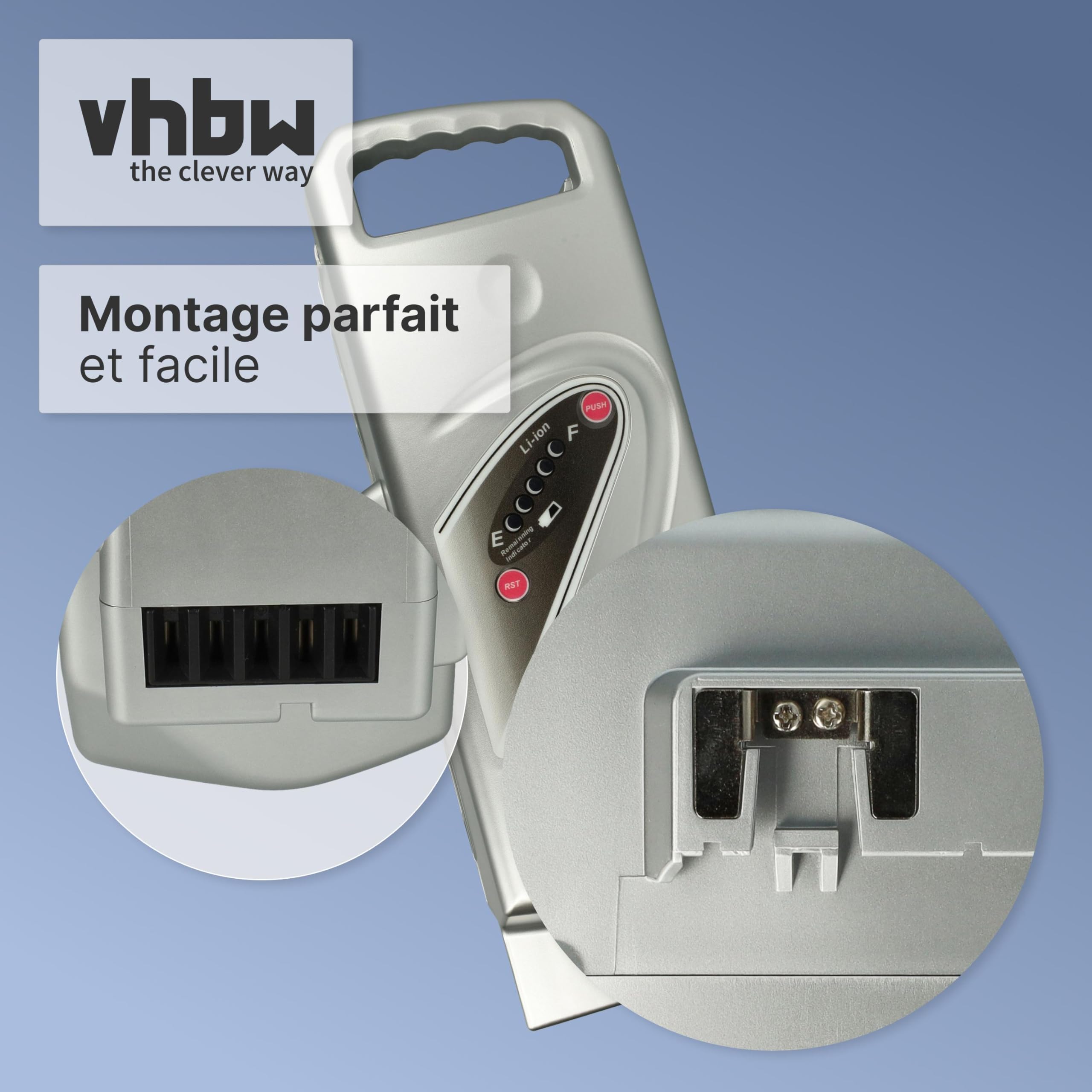 vhbw Batterie Compatible avec Panasonic Flyer T2, T5, T4, T8, T10, T10 HS, T11 HS, T14 HS, S XT 28" vélo électrique (15,6Ah, 25,2V, Li-ION) - argenté