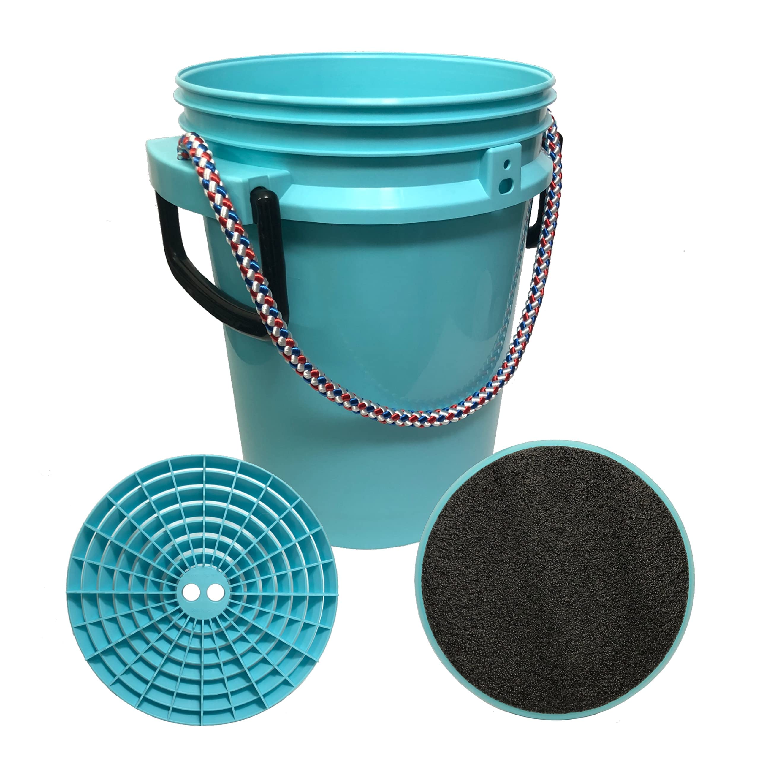 ISMART Bucket Washing Detail Kits-Basic, Premium, Deluxe-Blue (Premium, Rope Bucket, Bucket Station, grit Shield, Padded seat)
