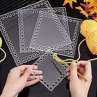 Vista 6 de PH PandaHall 4 piezas de crochet, 4 tamaños, base cuadrada de acrílico, cesta transparente, tabla de tejer para tejer, cesta de ganchillo, bolsa