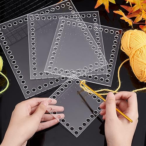 Miniatura 6 de PH PandaHall 4 piezas de crochet, 4 tamaños, base cuadrada de acrílico, cesta transparente, tabla de tejer para tejer, cesta de ganchillo, bolsa,