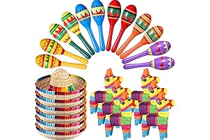 24-Piece Fiesta Decorations Set with Sombrero Hats, Pinata, Maracas