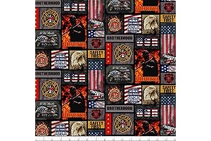 Firefighter Cotton Fabric For Fire Fighter Fire Department Camo Flag Block