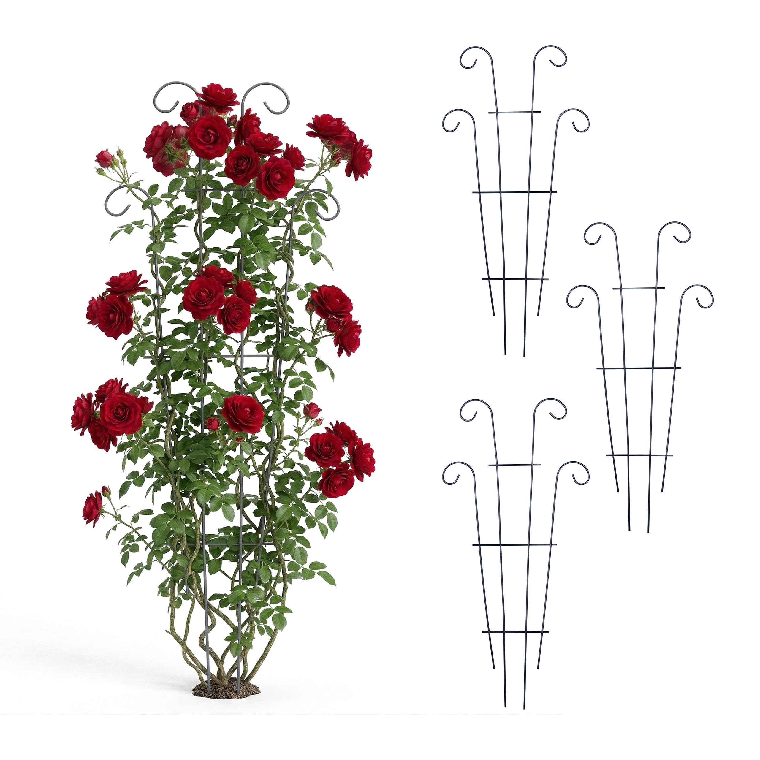 Relaxdays Trellis, Set of 4, HxW: 60 x 30 cm, Steel, Climbing Plant Support, Garden & Containers, Black
