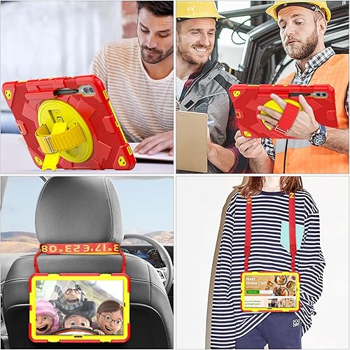 Miniatura 5 de SEYMAC stock Funda para Samsung Galaxy Tab S9 Plus de 12.4 pulgadas, diseño de malla a prueba de caídas con protector de pantalla correa de mano