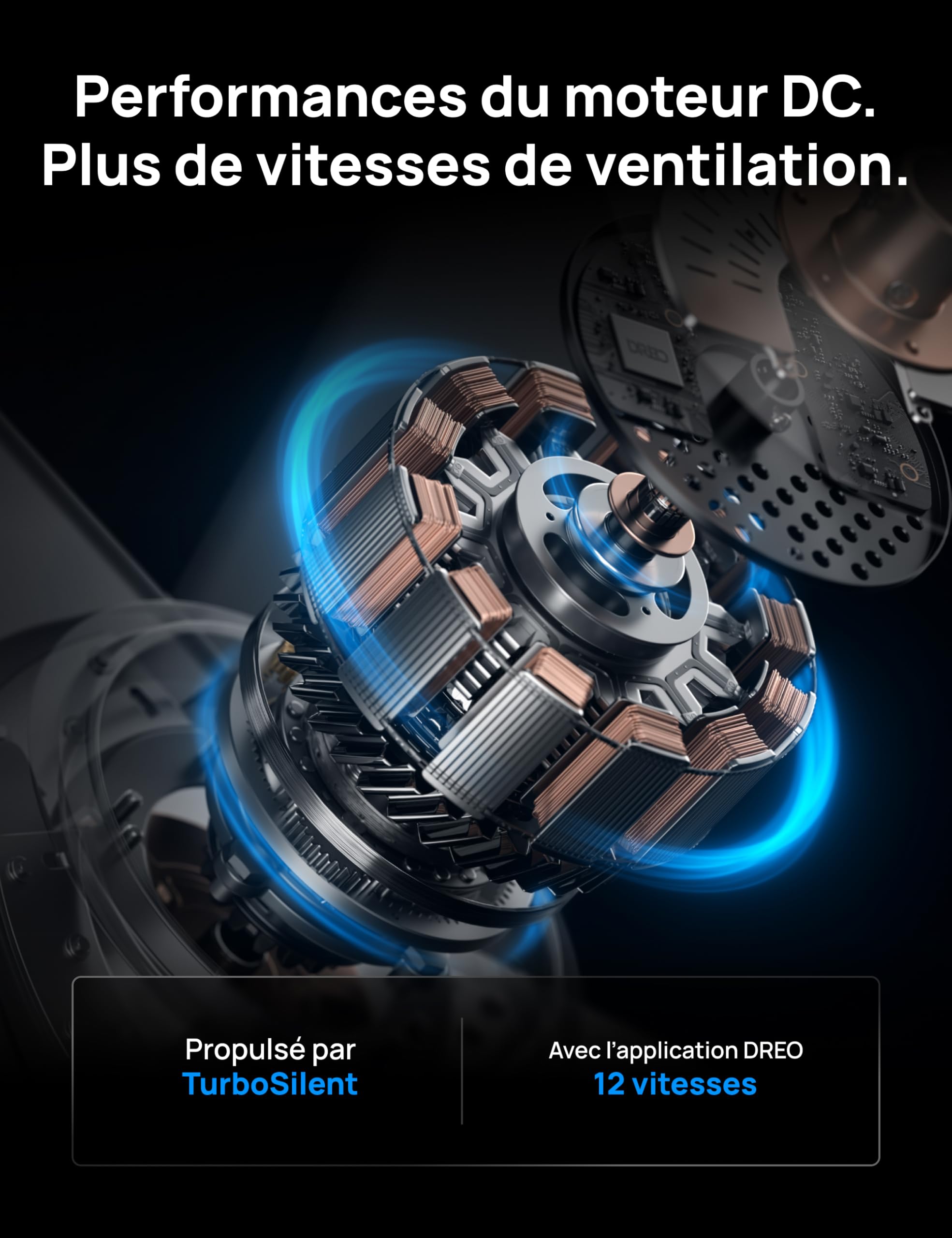 DREO ventilateur de plafond avec lumière, 12 vitesses, 3 modes, moteur CC silencieux, montage facile, LED dimmable, télécommande et minuterie 12 h, ventilateur de plafond blanc pour chambre et salon