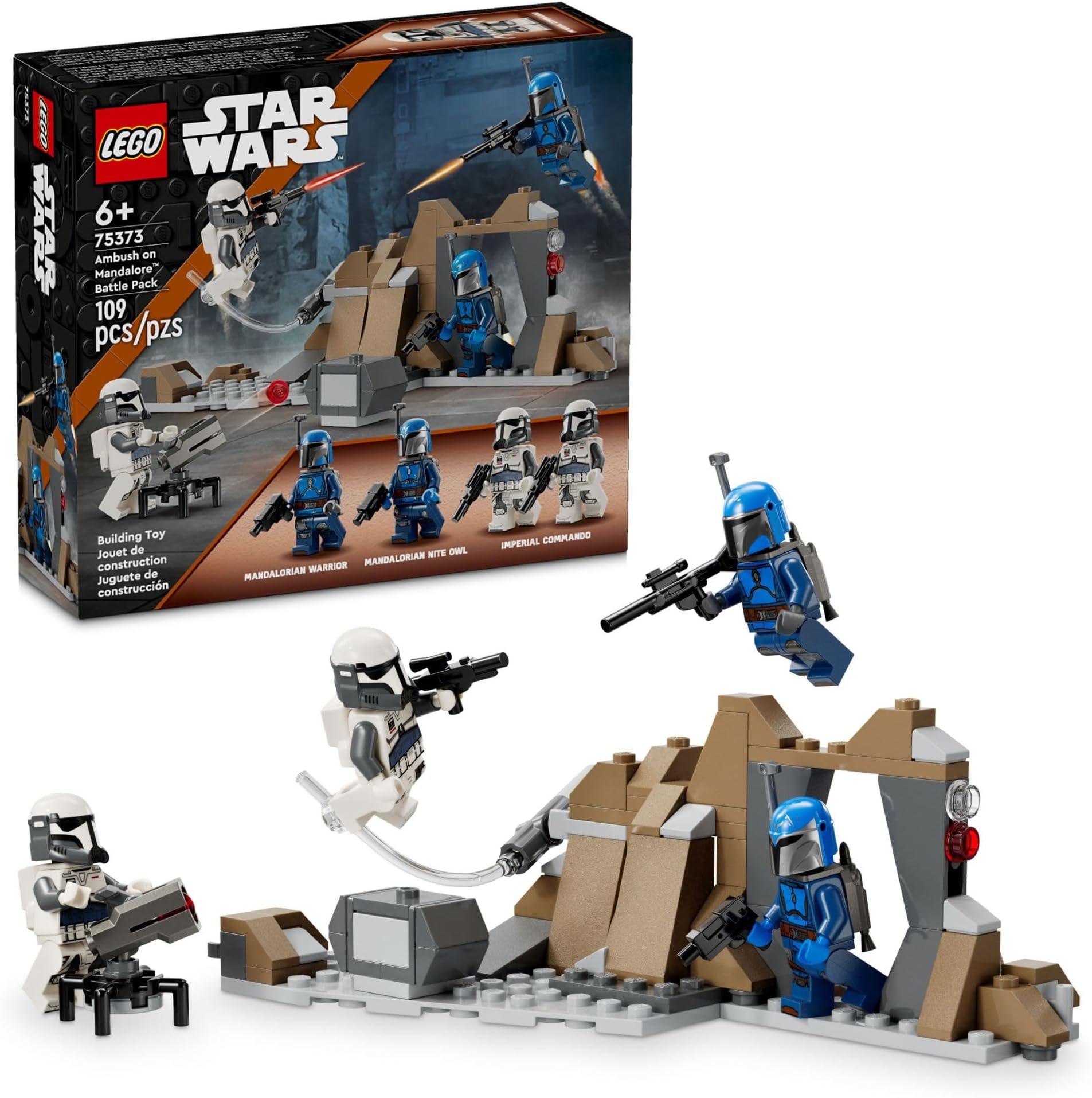 Star Wars: The Mandalorian Ambush on Mandalore Battle Pack, Building Toy with 4 Star Wars Minifigures, Collectible Brick Built Playset, Star Wars Gift Idea for Boys and Girls Ages 6 and Up, 75373