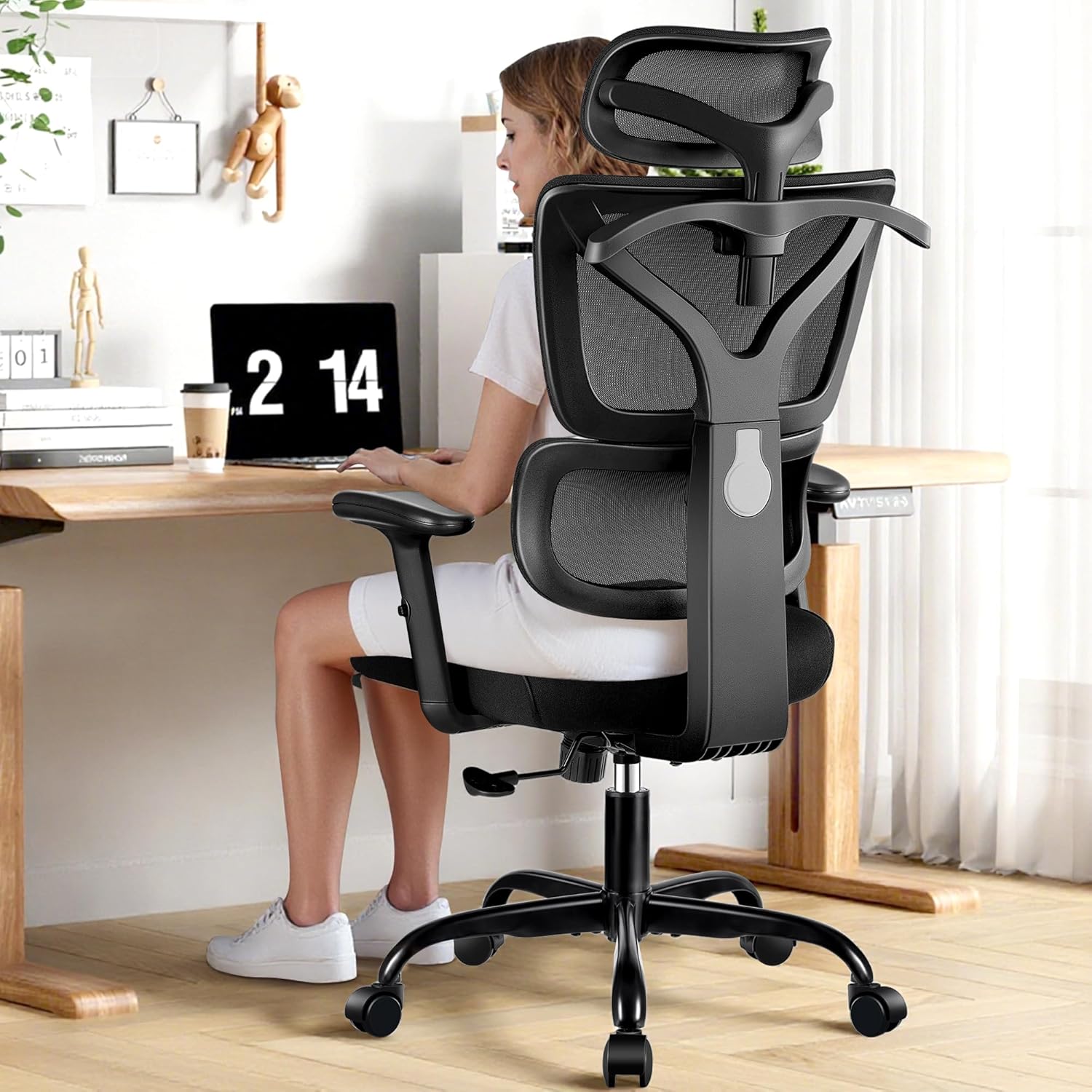Ergonomic Office Chair High Back Desk Chair with Lumbar Support, Breathable Mesh Computer Chair with Adjustable Armrests Height, Reclining Swivel Big and Tall Gaming Chair for Home Office(Black) Ergonomic Office Chair High Back Desk Chair with Lumbar Support, Breathable Mesh Computer Chair with Adjustable Armrests Height, Reclining Swivel Big and Tall Gaming Chair for Home Office(Black)