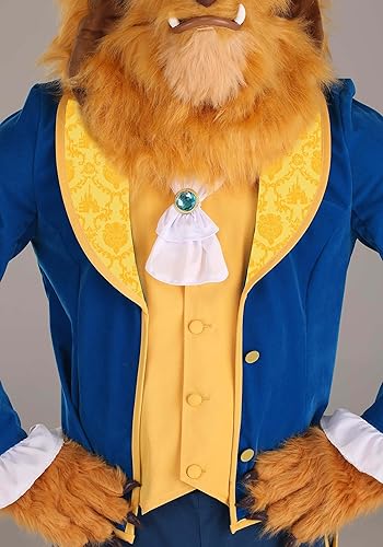 Vista 7 de Disfraz de bestia para adultos, máscara de cabeza completa para hombre de la Bella y la Bestia de Disney, vestido para impresionar, traje azul