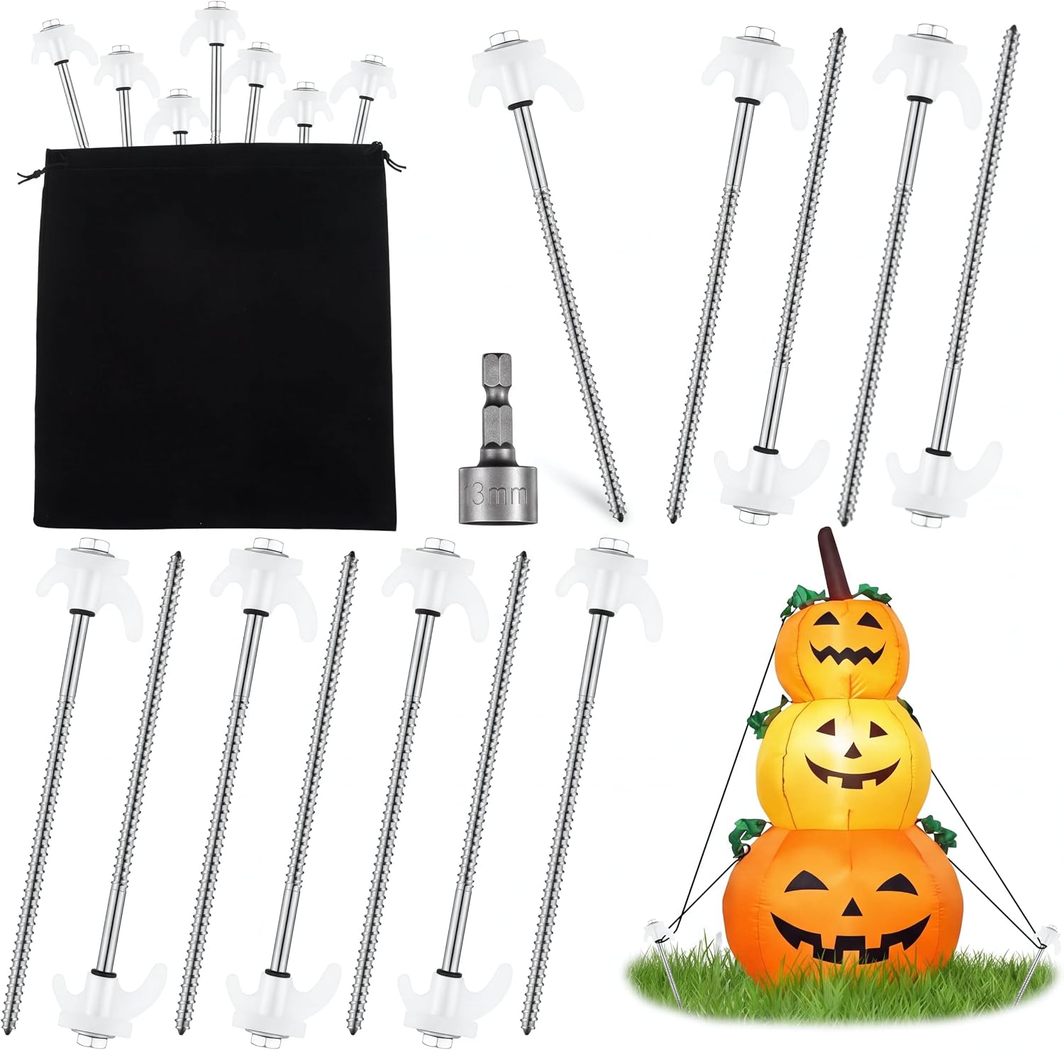 100 Pcs 8" Inflatable Stakes, Stakes for Inflatables, Metal Blow up Stake