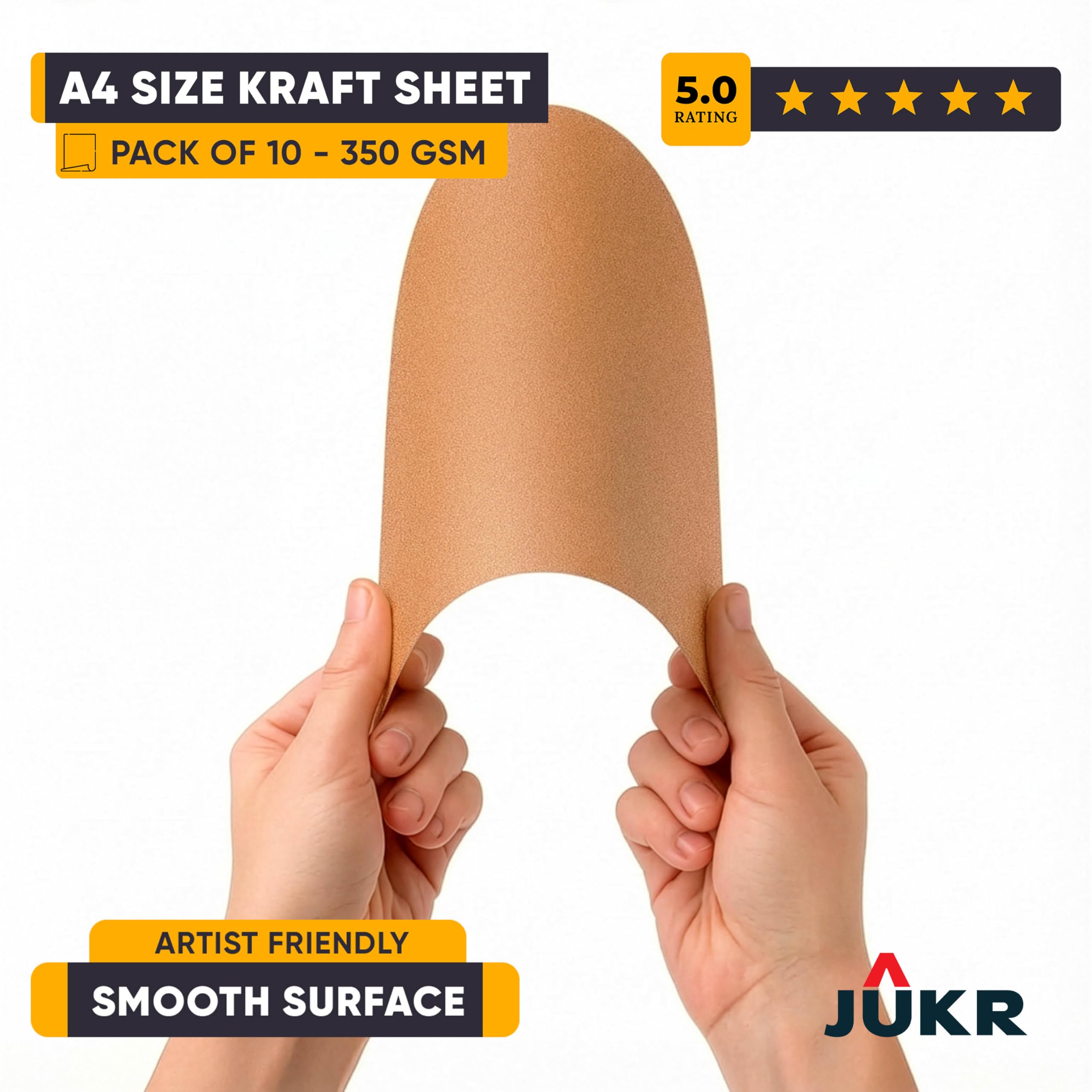 350 GSM Kraft Paper Sheets - A4, Pack of 10 -7