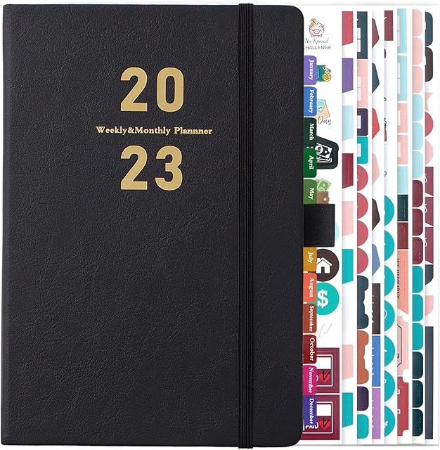Daily Diary 2023,A5 Week to View Diary from Jan 2023 to Dec, Academic Productivity A5 Daily Planner with Monthly Tabs, Pen Loop and Inner Pocketblack