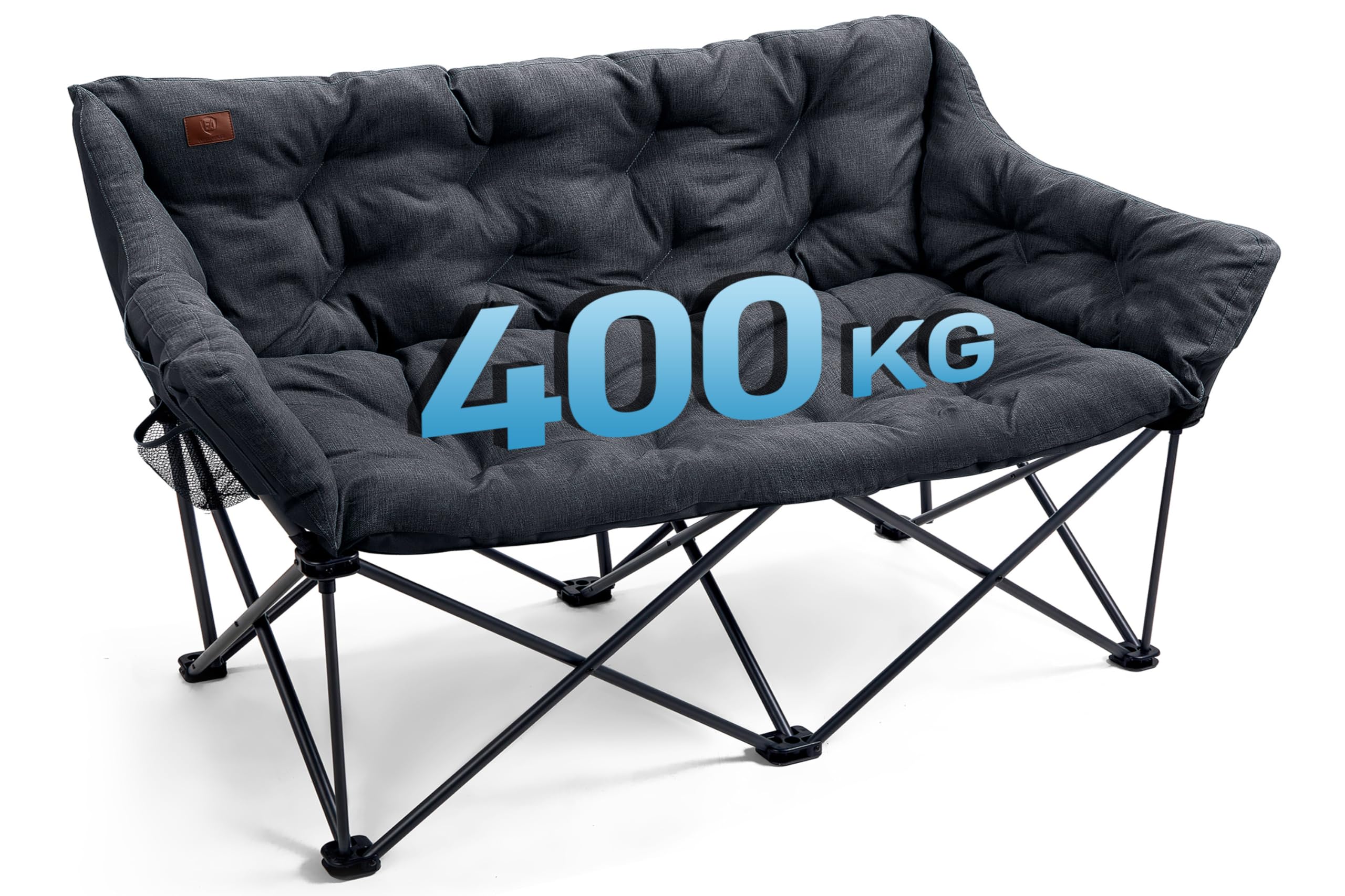 EVER ADVANCED Campingstuhl Faltbar 145cm Breit für 2 Personen Faltsofa 400KG Belastbar, Campingsofa Dick Gepolstert Klappstuhl 2 Sitzer Hohe Lehne Extra Breit für Outdoor Garten Balkon Indoor