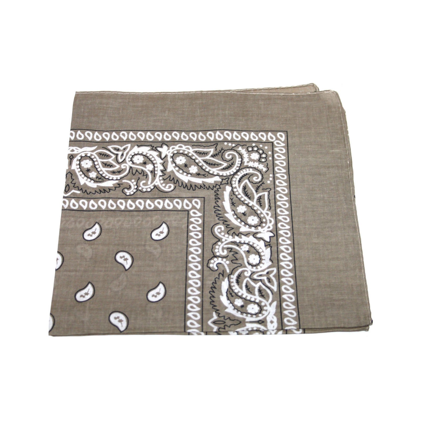 Bargain Village Men's Light Brown [Uk Seller] /Wo's Bandana Head Scarf Neck Scarves Paisley 100% Cotton (Light Brown)