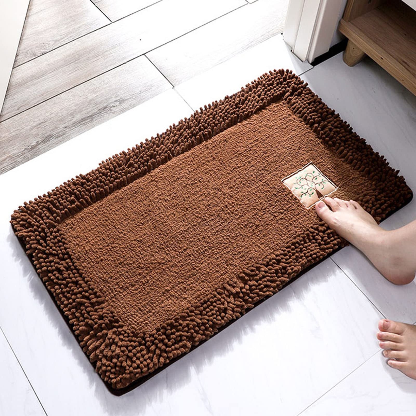 HNXMJ Bathroom Rug Mat, Non-Slip Shaggy Bath Mat, Soft Absorbent Thick Bath Rugs for Bathroom Floor, Tub and Shower, Machine Washable Plush Rugs for Bathtubs and Under The Sink