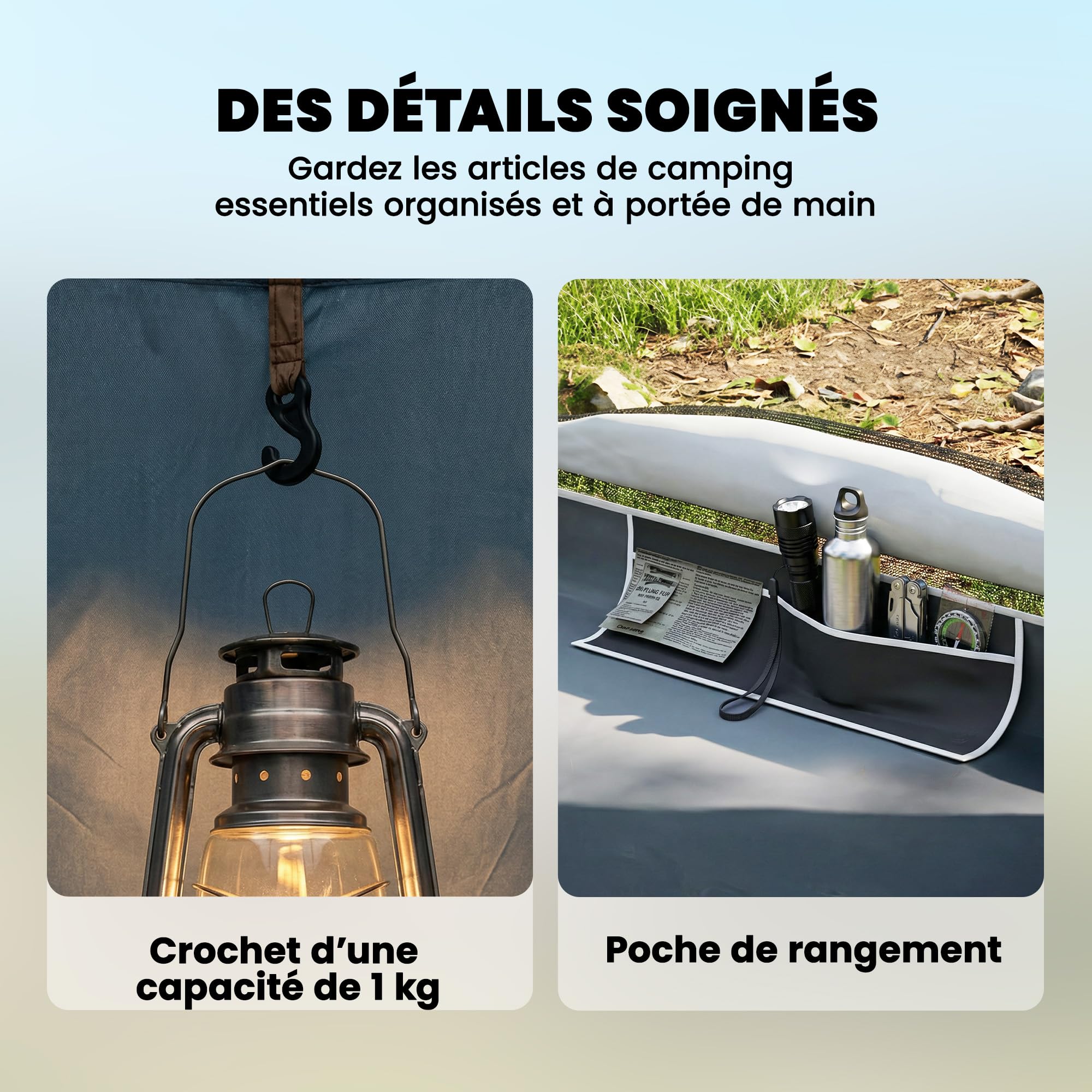 Outsunny Tente de Camping Facile à Monter 2-4 Personnes avec 3 Portes, Imperméable, Compatible avec SUV, avec Double-Toit Amovible, Tapis de Sol et Sac de Transport, Bleu Foncé