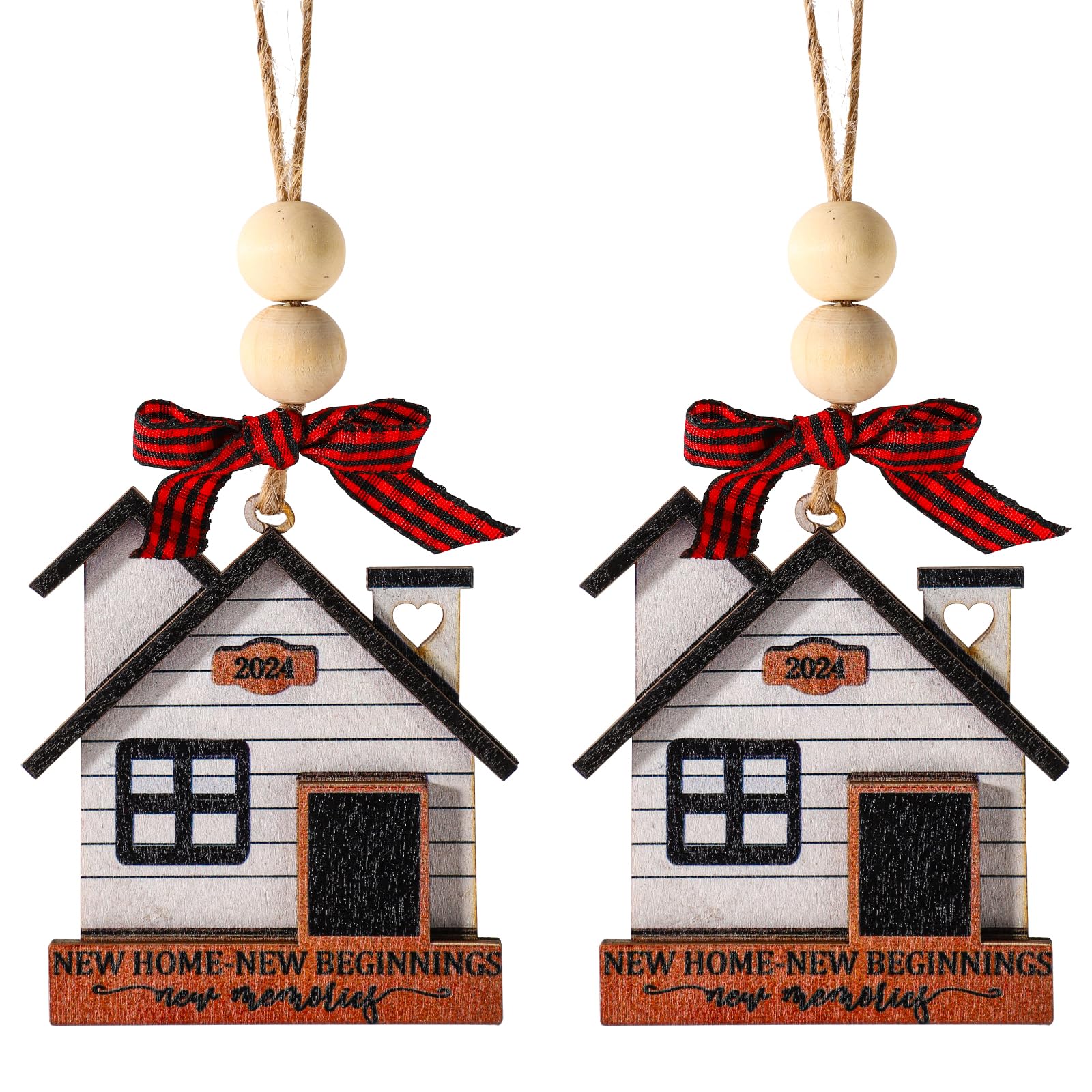 2uds Adornos para Árbol de Navidad, Adornos Colgantes para el Nuevo Hogar 2024 Regalos de Inauguración de la Casa de Madera para Árbol Navidad Decoración Regalo Inauguración Casa (Estilo 1)