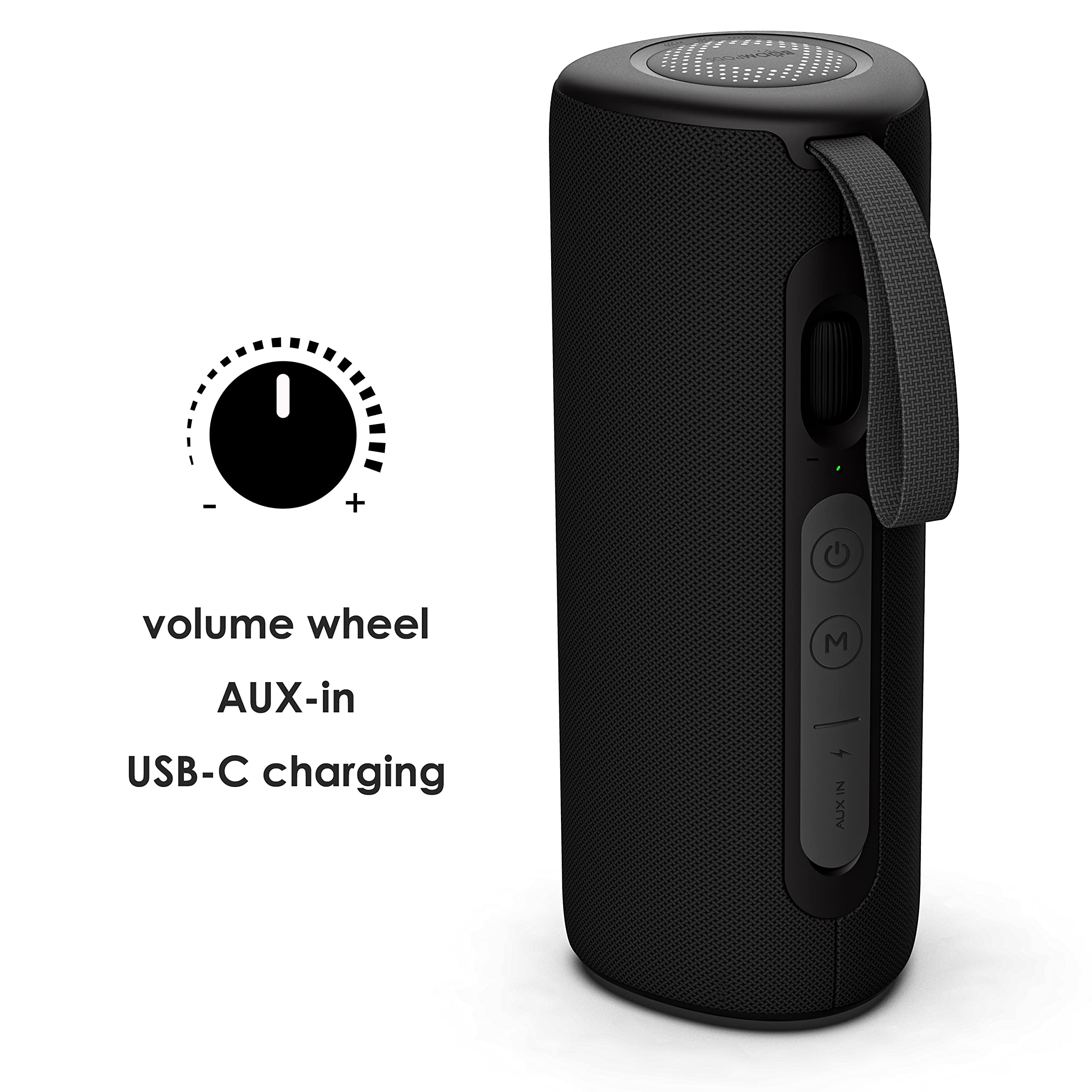 Boompods Rhythm 24 Cassa Bluetooth Portatile - Cassa Musica Waterproof IPX5 con Luci LED, 10 Modalità di Illuminazione, Altoparlante Potente per Feste, Doccia e Viaggi, Nero