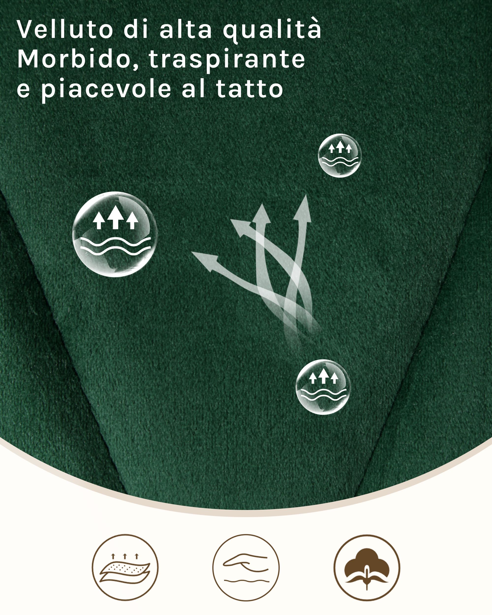 Lestarain set di 4 Sedia da Pranzo in Velluto, Sedie sala da pranzo con Schienale, Sedia Ergonomica con Gambe Metalliche, Seduta Imbottita, Verde Scuro LCNI109002-4