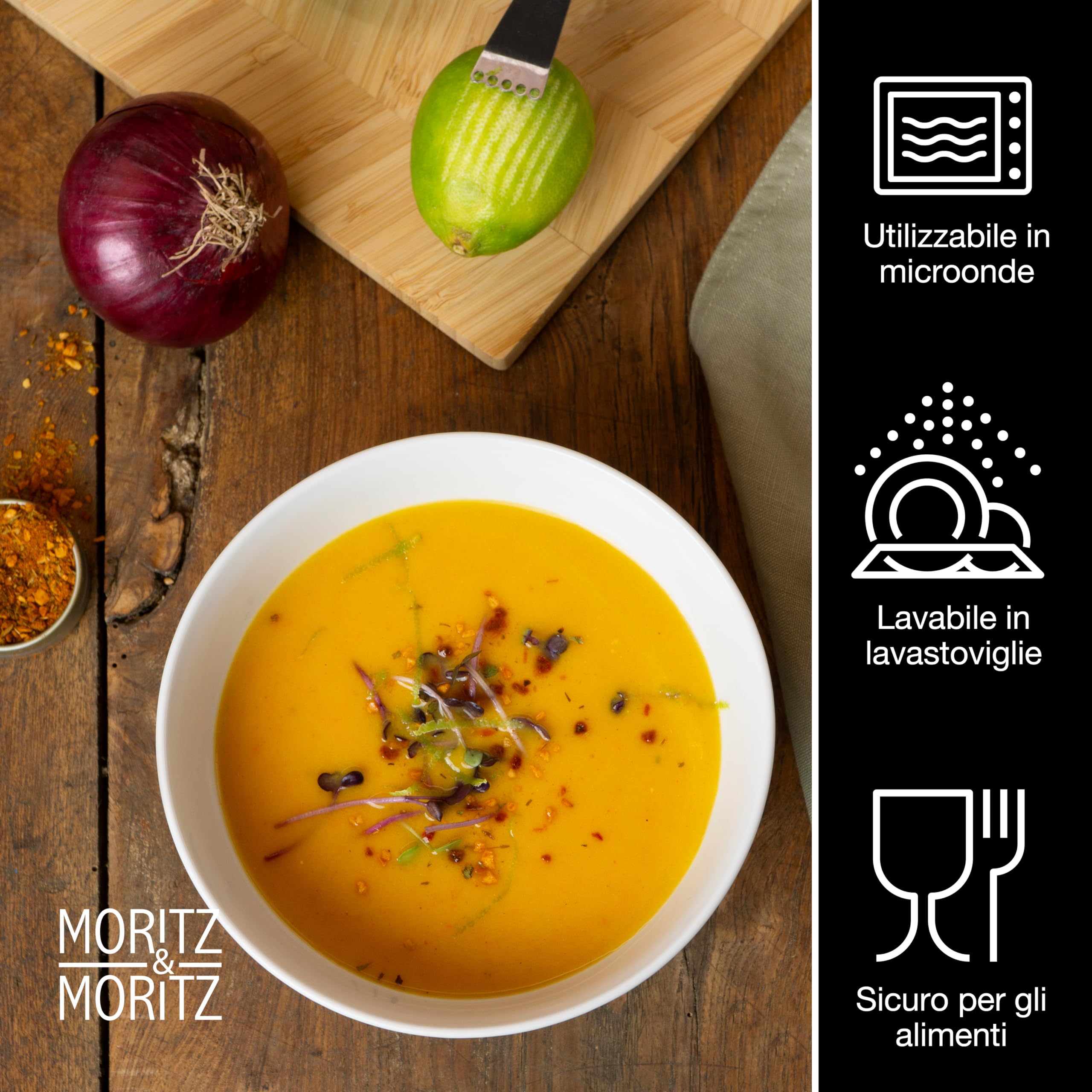 Moritz & Moritz BASIC set di ciotole in porcellana 6 pezzi - ciotole per cereali bianche Ø 14 x 7 cm, capacità circa 500 ml - bianco classico - ciotola per zuppe, insalate, dessert, muesli