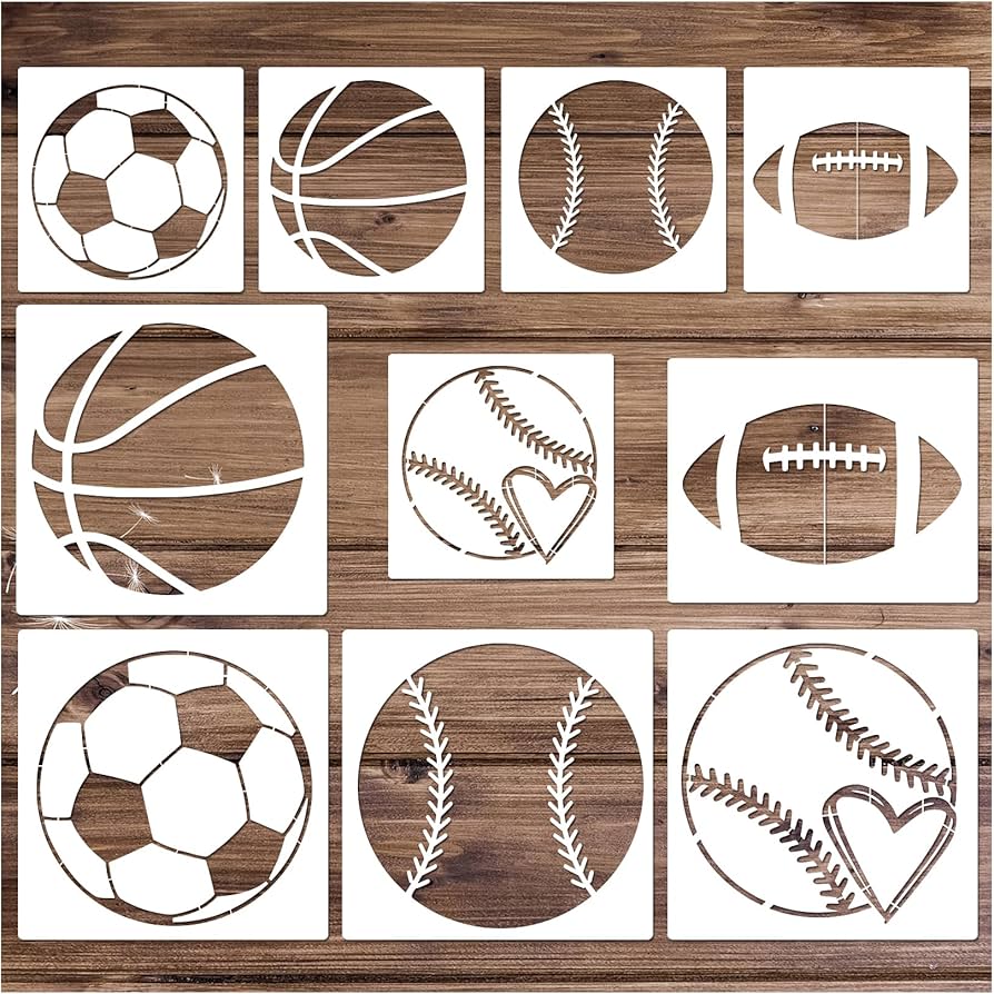 Amazon.com : Pkqon Sport Stencils for Painting Soccer Ball Football Basketball Baseball Reusable Template Stencil on Wood Crafts Art Projects Walls (Ball) white : Arts, Crafts & Sewing