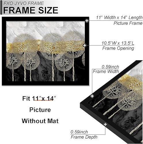 Miniatura 4 de Fxojyvo Juego de 3 marcos para diploma negros de 11 x 14 pulgadas, exhibe documentos de 8.5 x 11 pulgadas con paspartú o de 11 x 14 pulgadas sin