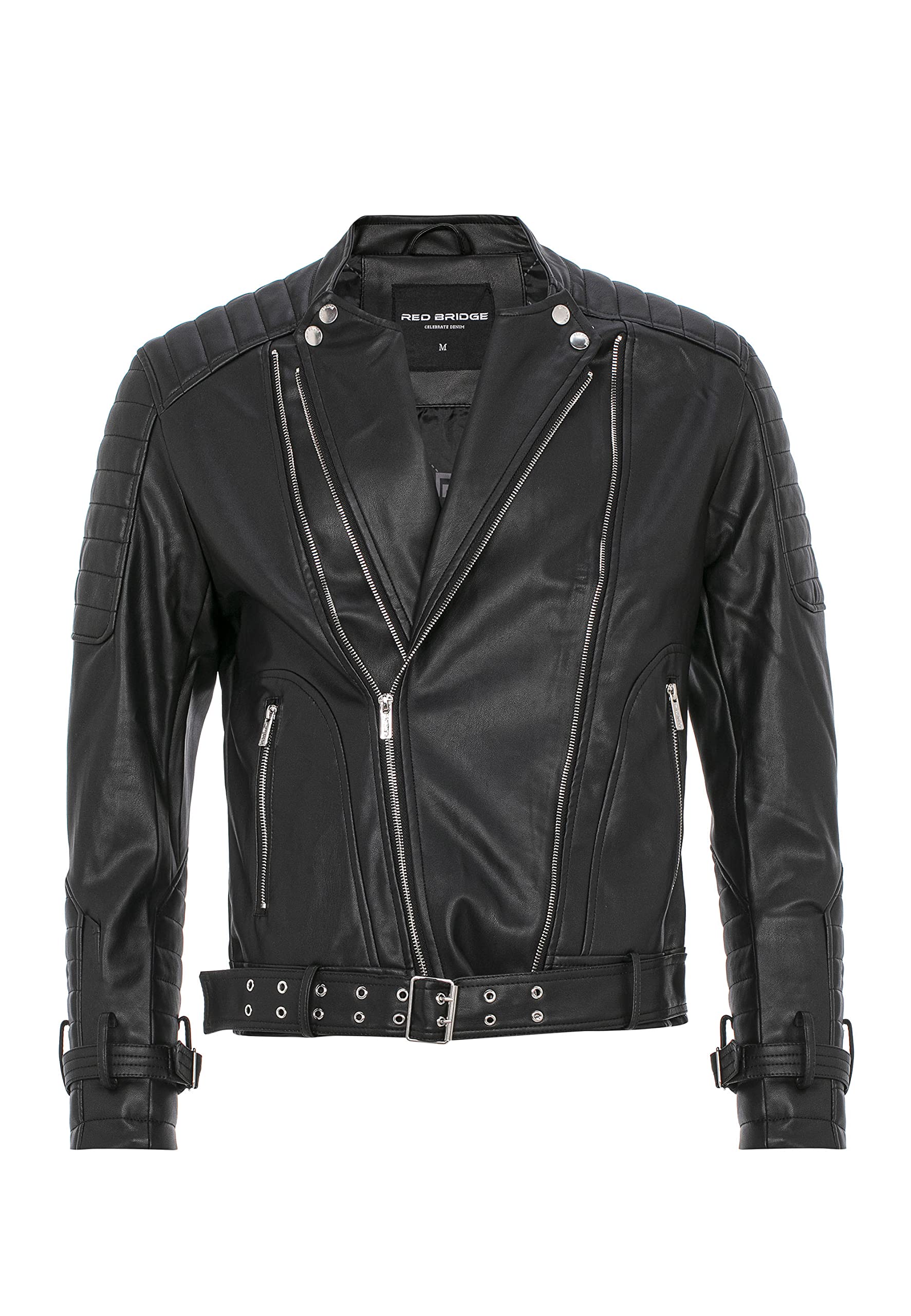 Red Bridge Chaqueta Guateada Manga Larga para Hombre Cuero sintético Negro