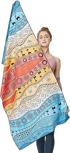 Miniatura 2 de AOSCTELF Toalla de playa de microfibra grande sin arena, ligera y de secado rápido, toallas finas de microfibra a prueba de arena, 32 x 63 pulgadas,