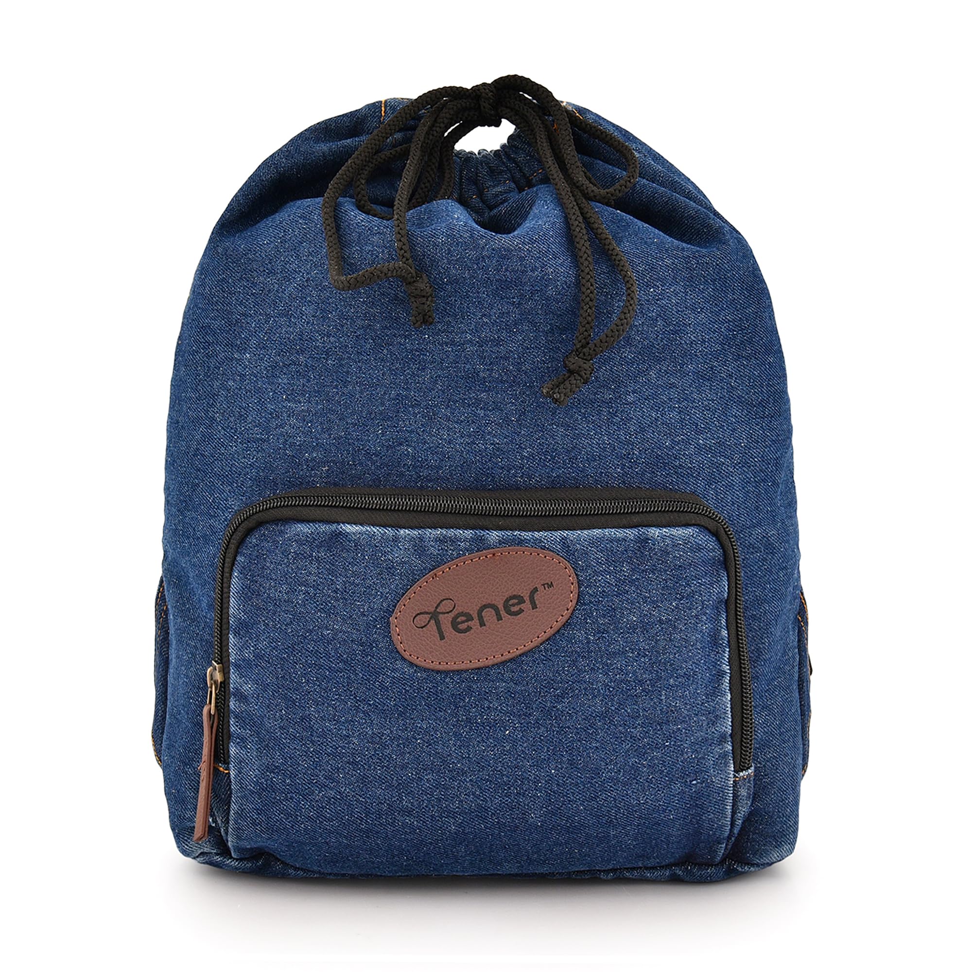 tener 13L Denim Backpack for Unisex | Lightweight Casual Daypack with Quick Access Front Pocket | Enzyme Washed Drawstring Closure Bag – Denim Blue-picture-15