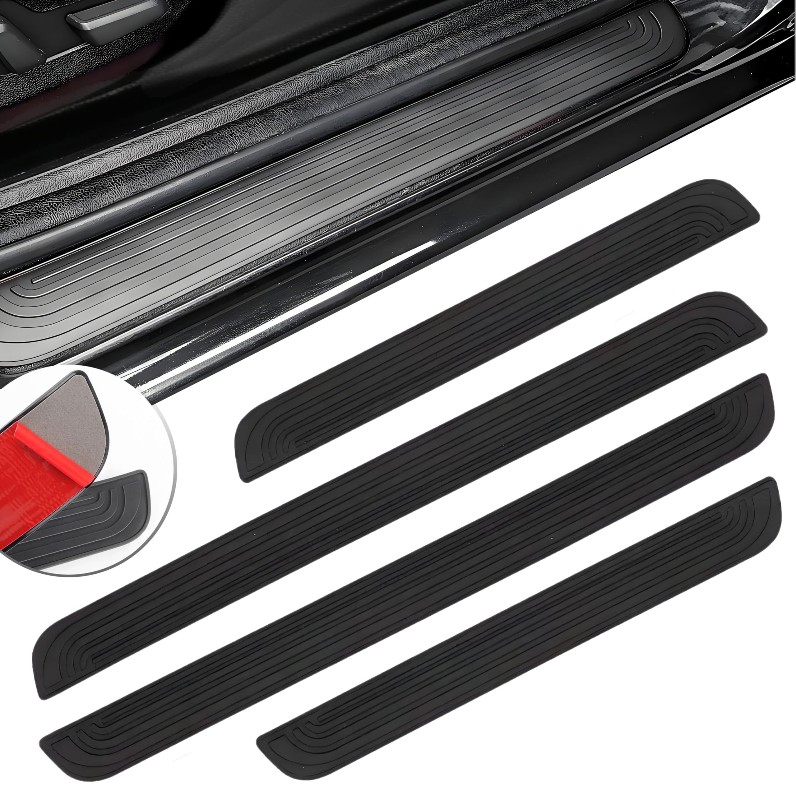 VAPORVERSE 4 pcs Must Have Car Accessory Heavy Duty Gadget Car Door Sill Protector for VW Touran 2 (ll) 5T 2015-2025 Door Scuff Plate 0.5cm Thick Rubber Anti Slip